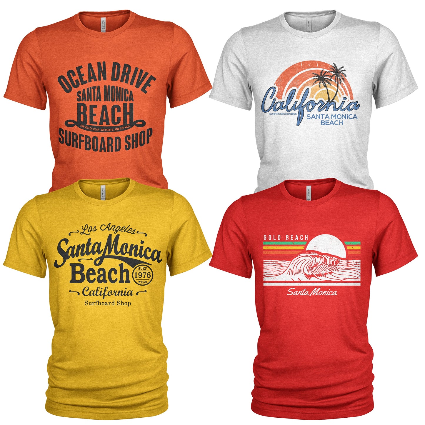 Venice Beach Santa Monica Summer Holidays Men39s 4 Pack Crew Neck T Shirts 4076 Graphic Tee – Bold Style · Trending Graphic Apparel