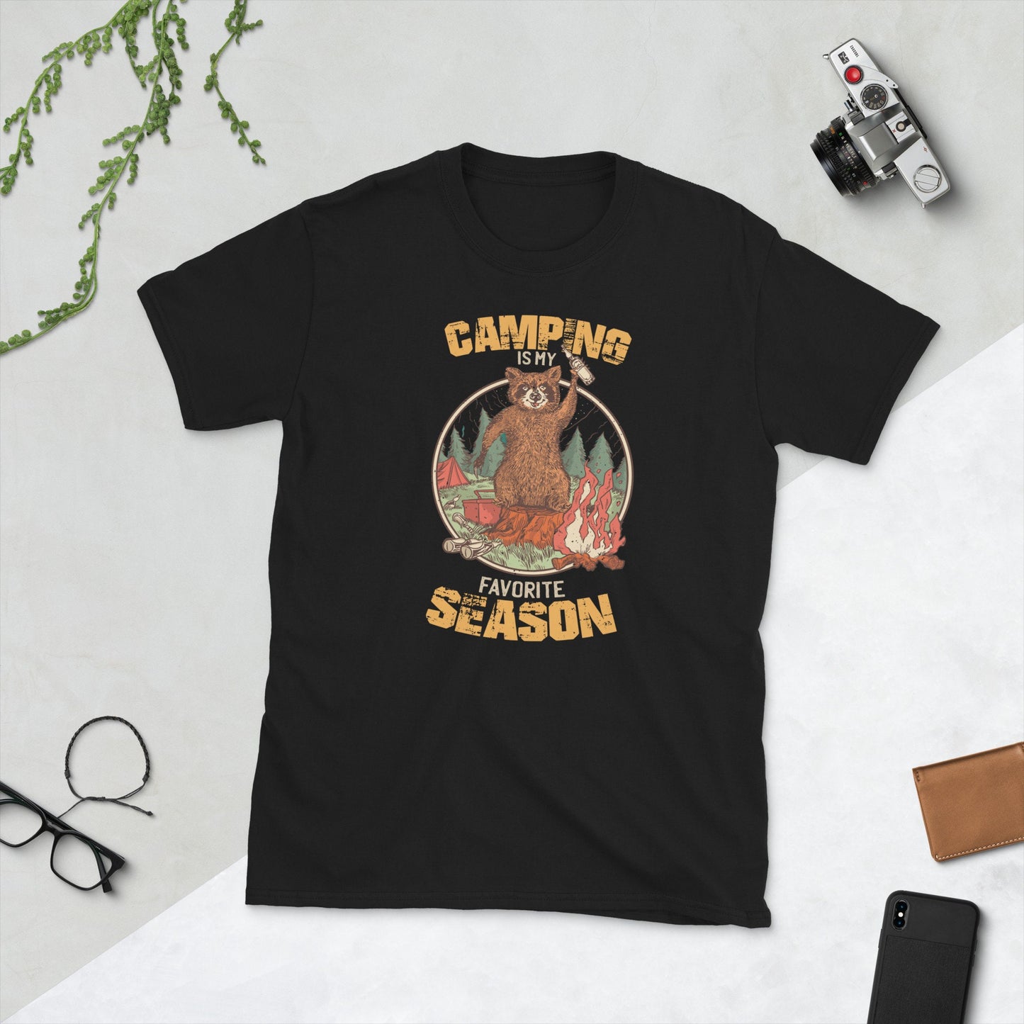 Camping Is My Favourite Season Raccoon Camper T Shirt Graphic Tee – Everyday Comfort · Trending Graphic Apparel