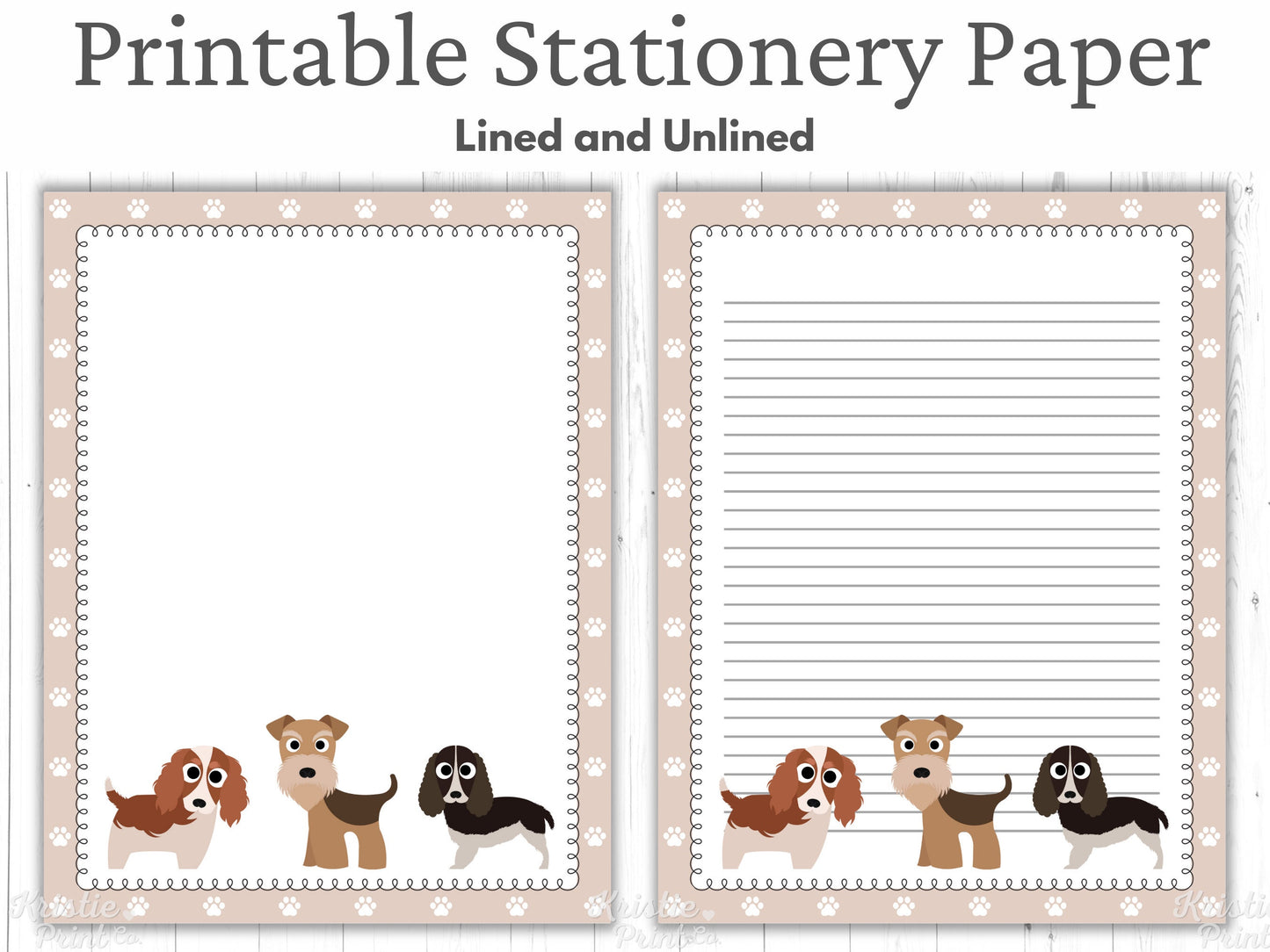 Dog Printable Stationery 85x11 Instant Download Cute Kids Stationary Puppy Digital Paper Printable Paper Digital Lined Paper Writing Graphic Tee – Fan Favorite · High-Quality Print
