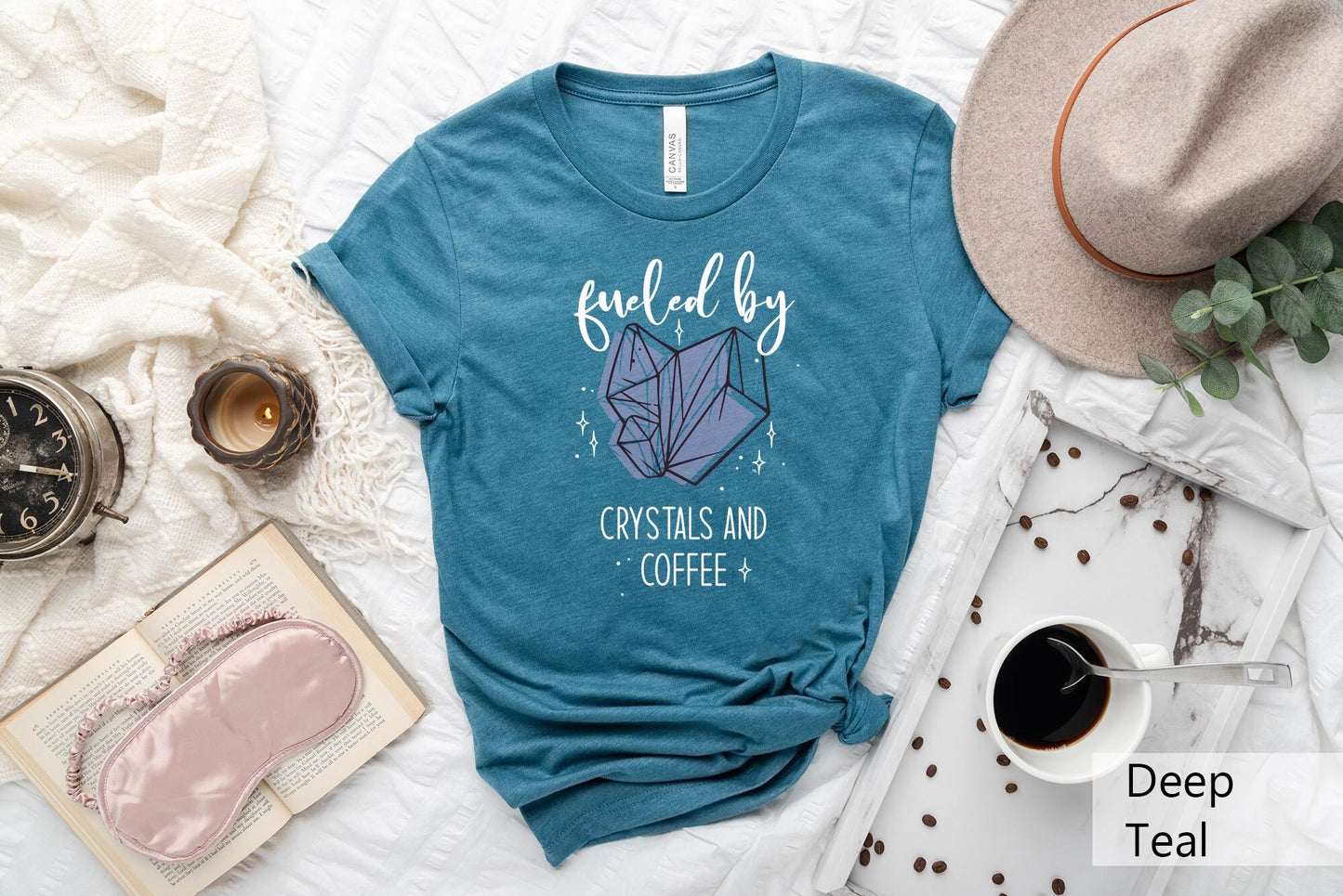 Fueled by Crystals Coffee Shirt Crystals Shirt Coffee Shirt Crystal Lover Tee Gemstone Shirt Fueled By CoffeeFunny ShirtSarcastic Tee Graphic Tee – Feel-Good Design · High-Quality Print