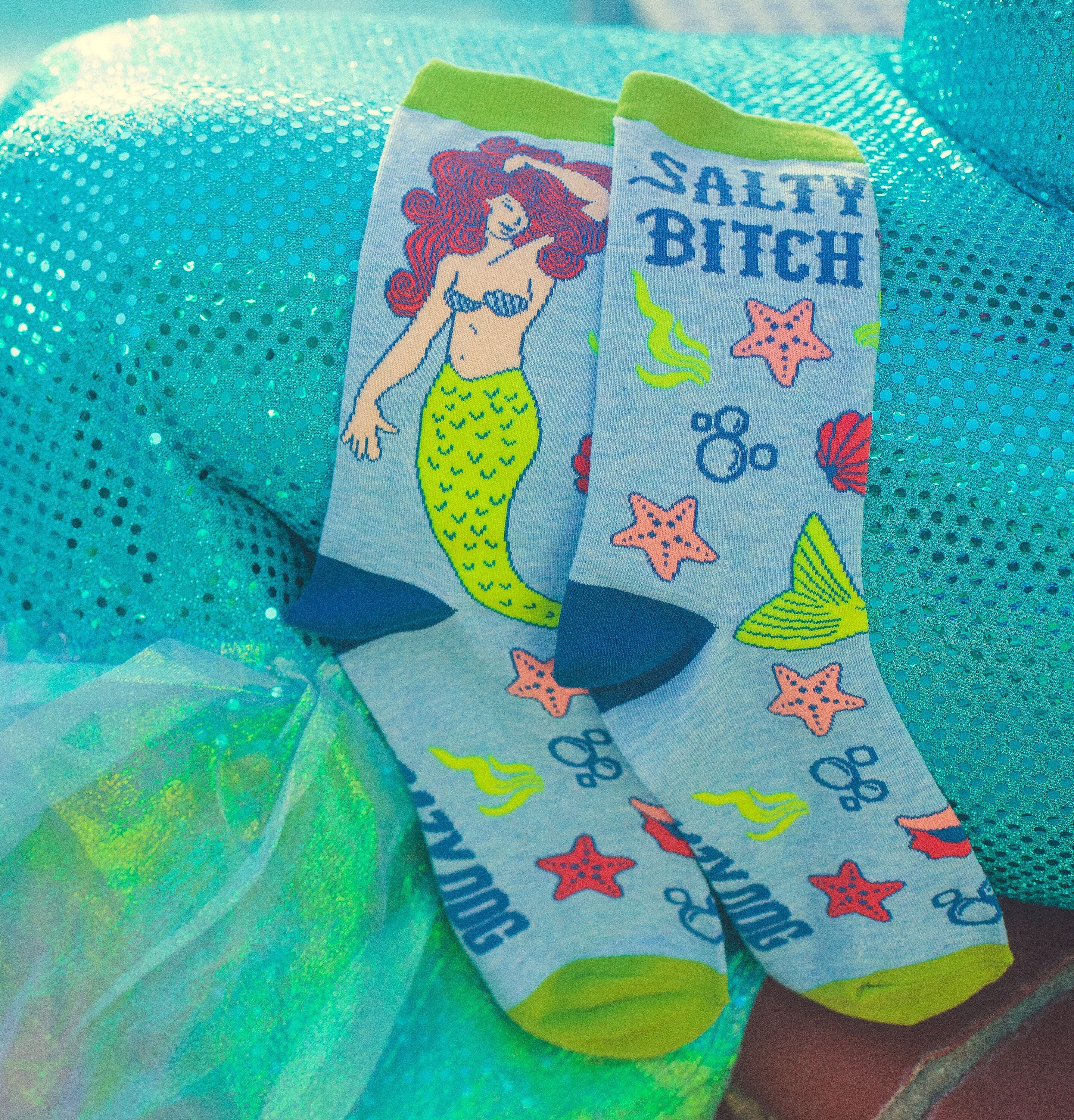 Womens Mermaid Socks Salty Bitch Socks Cute Womens Socks Funky Socks Cool Fantasy Socks Funny Fish Socks Women Crazy Socks Graphic Tee – Cozy Vibes · Top Pick For Any Outfit