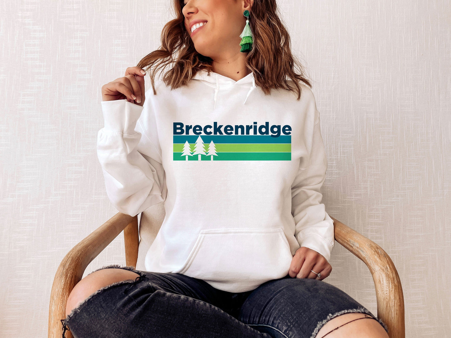 Breckenridge Colorado Hoodie Retro Trees Unisex Breckenridge Sweatshirt Breckenridge Hoodie Personalization Available Hoodie – Feel-Good Design · High-Quality Print
