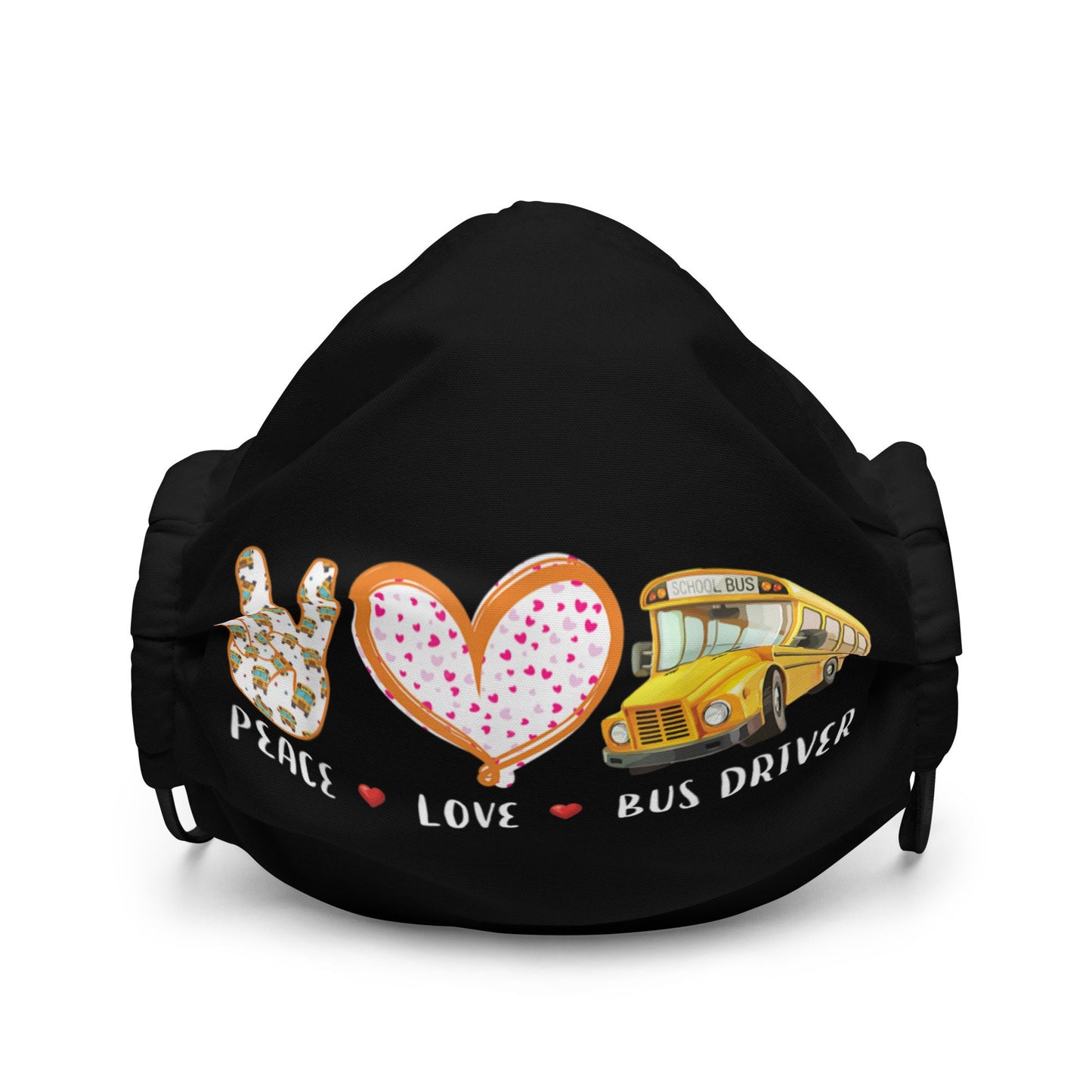 Peace Love School Bus Driver Premium face mask Graphic Tee – Warm & Stylish · Great Gift For Fans
