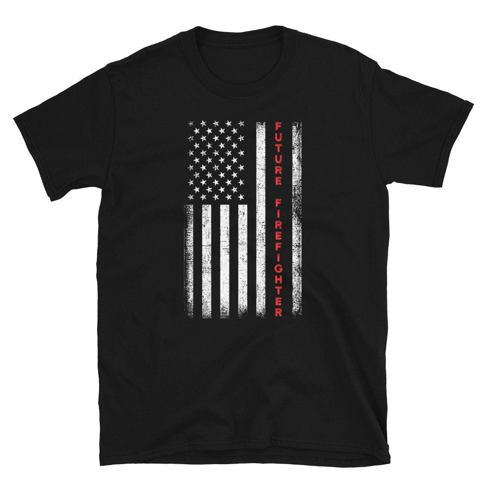 Future Firefighter US Flag Shirt Graphic Tee – Cozy Vibes · Great Gift For Fans