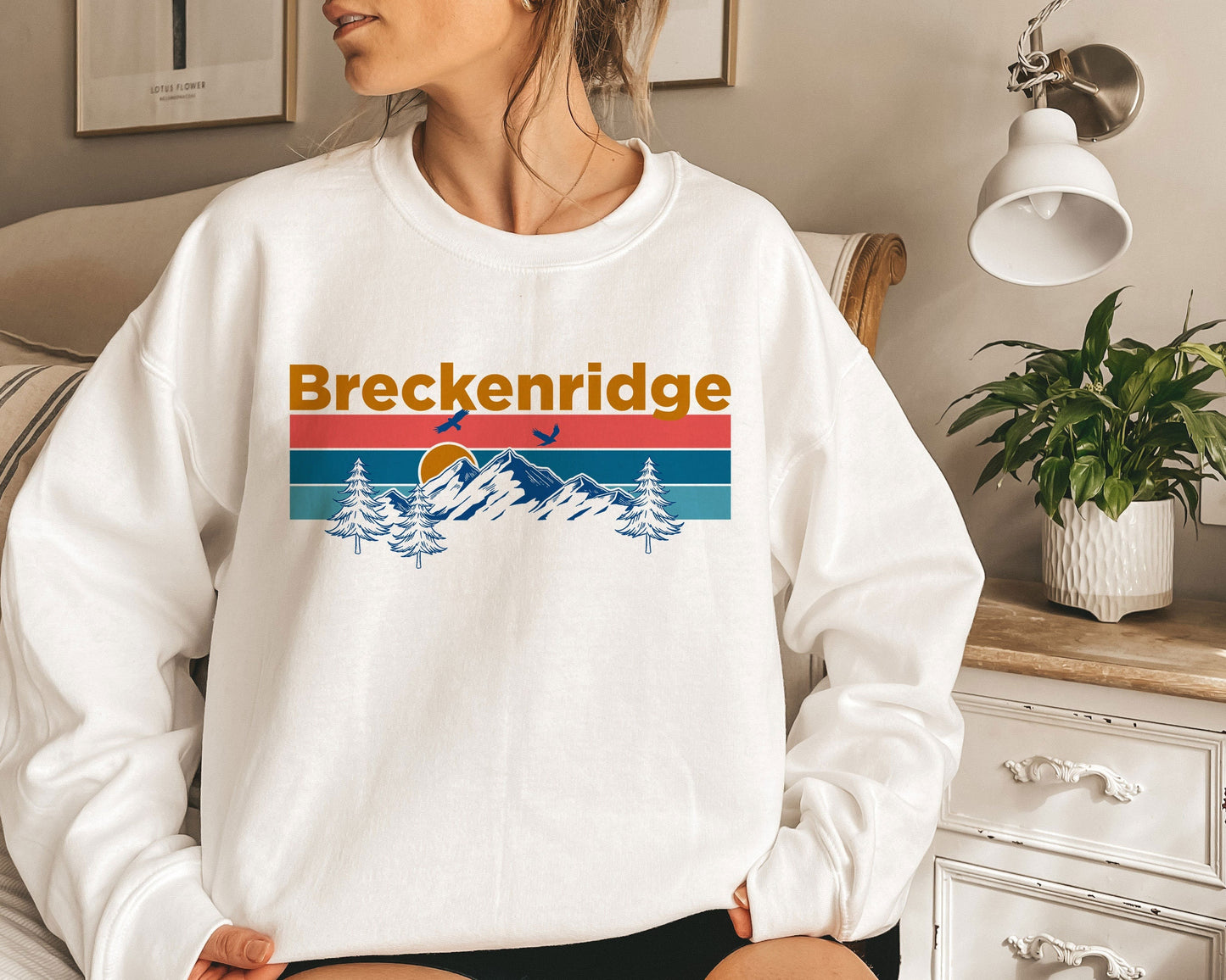 Breckenridge Colorado Sweatshirt Mountain Sunset Unisex Breckenridge Sweatshirt Personalization Available Sweatshirt – Soft Feel · High-Quality Print
