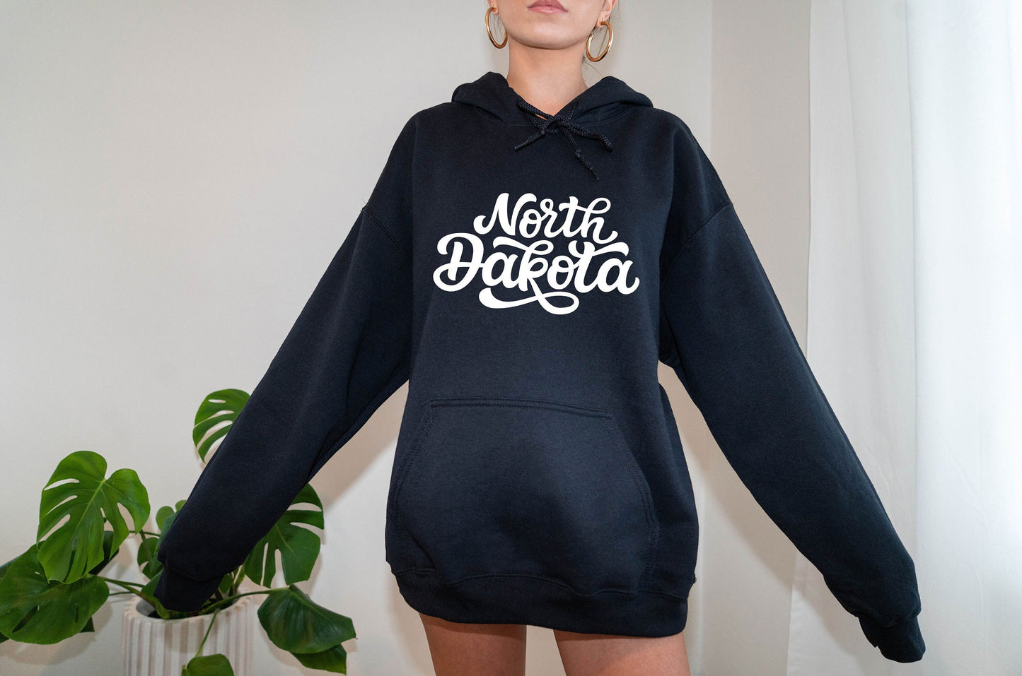 North Dakota Hoodie Hand Lettered Unisex North Dakota Sweatshirt Personalization Available Hoodie – Premium Graphic · Great Gift For Fans