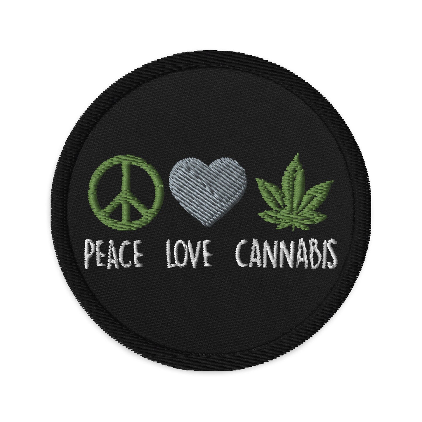 Peace Love Cannabis 420 Embroidered patches Graphic Tee – Feel-Good Design · Great Gift For Fans