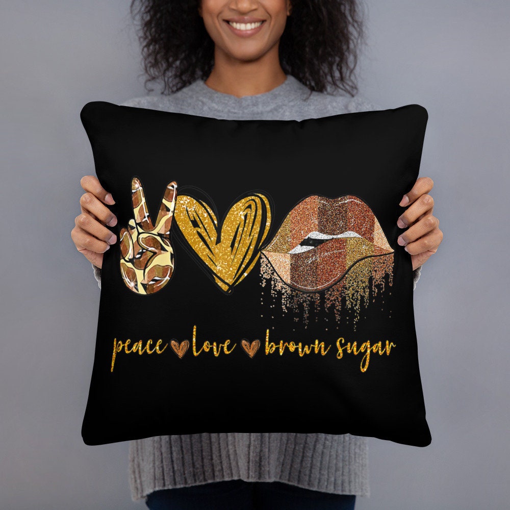 Peace Love Brown Sugar Lips Basic Pillow Graphic Tee – Aesthetic Look · High-Quality Print
