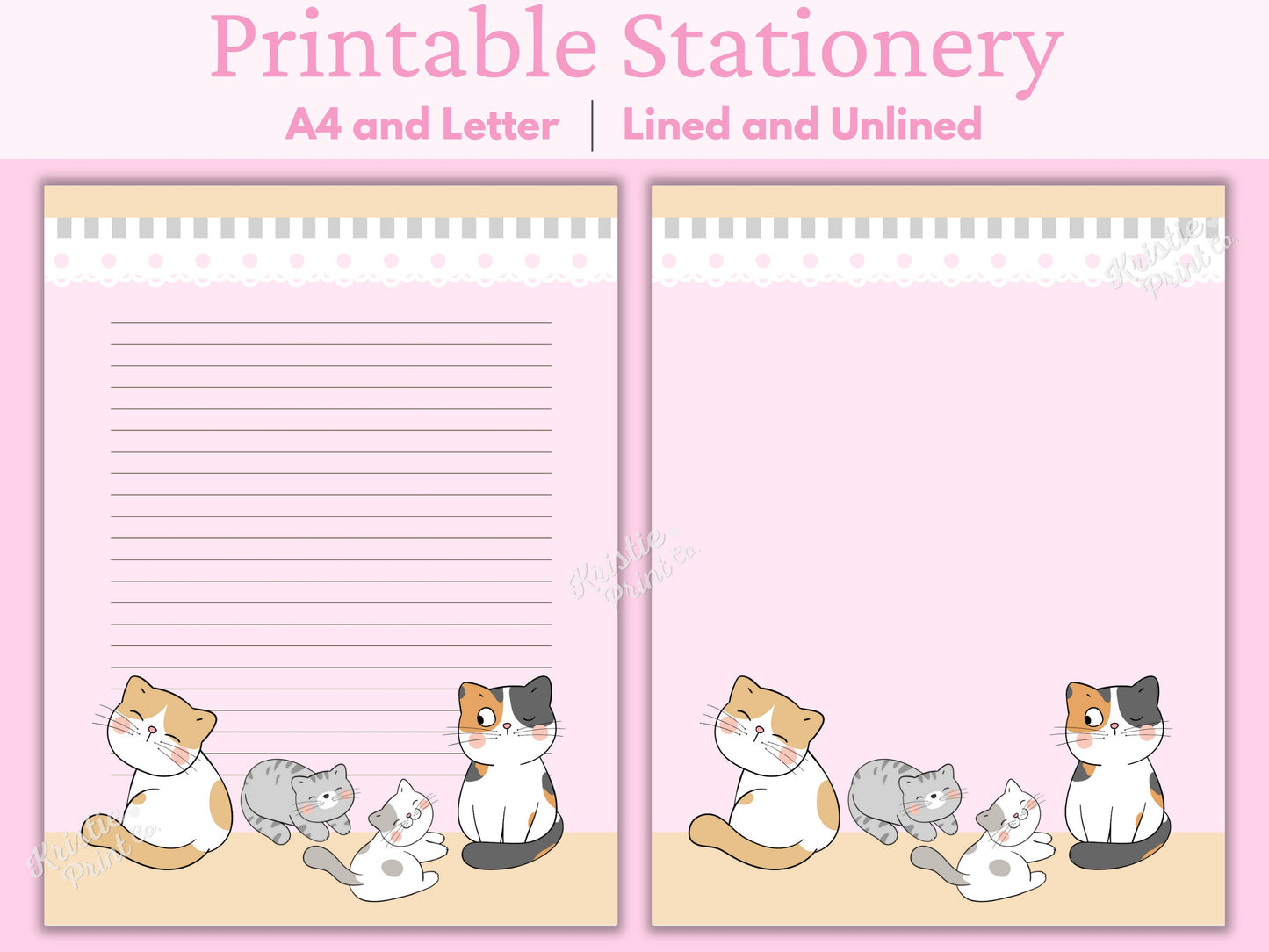 Cat Stationery Printable Kawaii Stationery Printable Printable Kawaii Letter Paper Cute Kids Stationary Kitten Cat Stationary Paper Graphic Tee – Bold Style · Great Gift For Fans