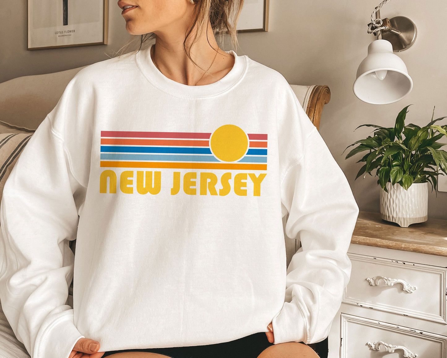 New Jersey Sweatshirt Retro Sunset Unisex New Jersey Sweatshirt Personalization Available Sweatshirt – Premium Graphic · Trending Graphic Apparel