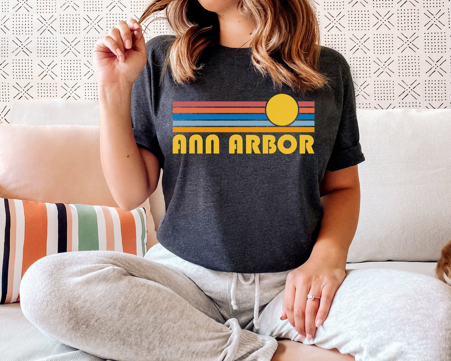 Ann Arbor Michigan Shirt Retro Sunset Unisex Ann Arbor TShirt Personalization Available Graphic Tee – Aesthetic Look · Top Pick For Any Outfit