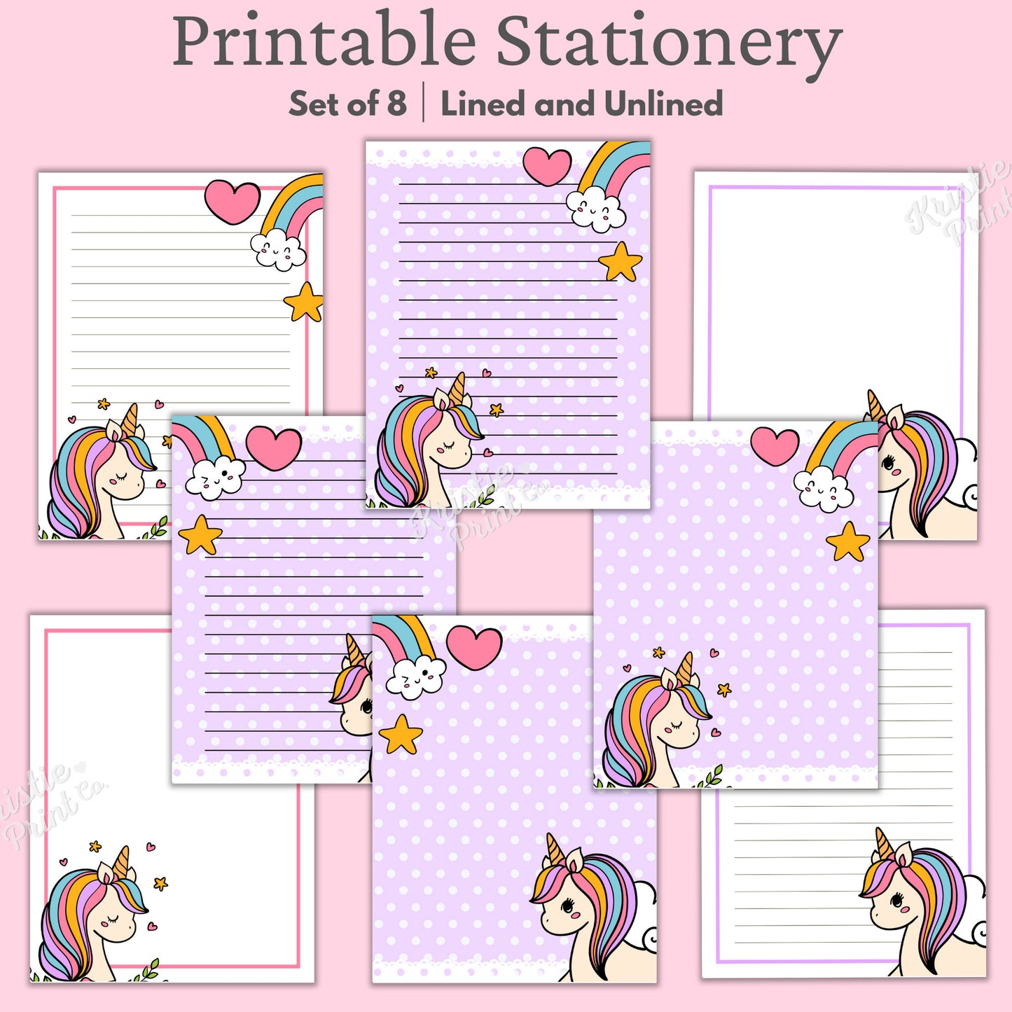 Kawaii Stationery Printable Unicorn Stationery Printable Kawaii Letter Paper Cute Kids Stationary Letter Writing Paper Journal Pages Graphic Tee – Cozy Vibes · Top Pick For Any Outfit