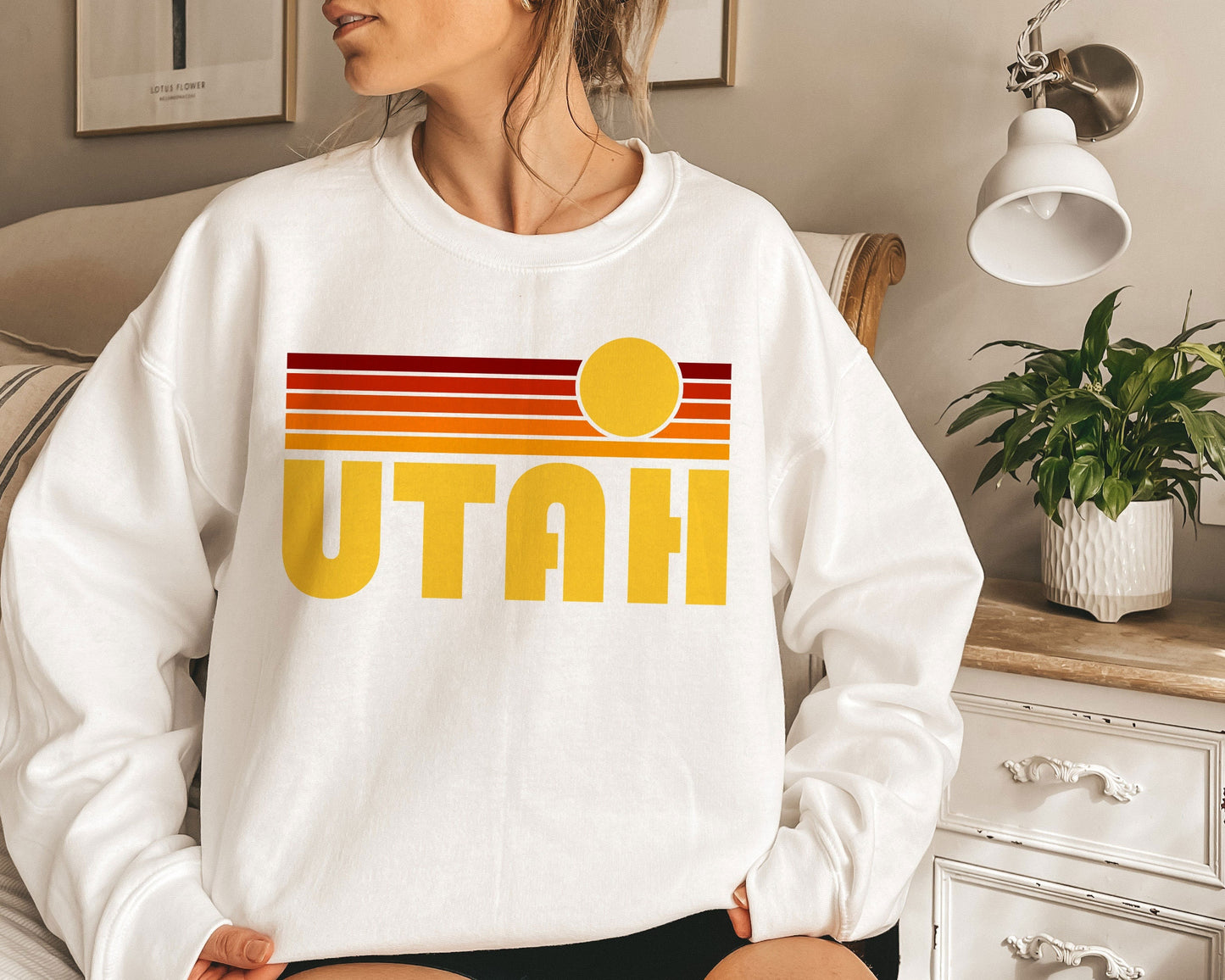 Utah Sweatshirt Retro Sunrise Sunset Unisex Utah Sweatshirt Personalization Available Sweatshirt – Easygoing Wear · High-Quality Print