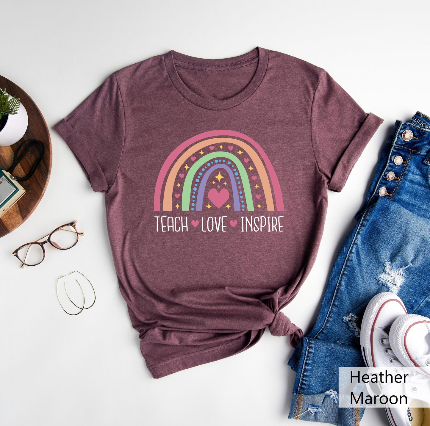 Teach Love Inspire Shirt Teach Shirt Back To School Shirt First Day Of School Shirt Rainbow ShirtMotivational ShirtInspirational Shirt Graphic Tee – Bold Style · Perfect For Daily Wear