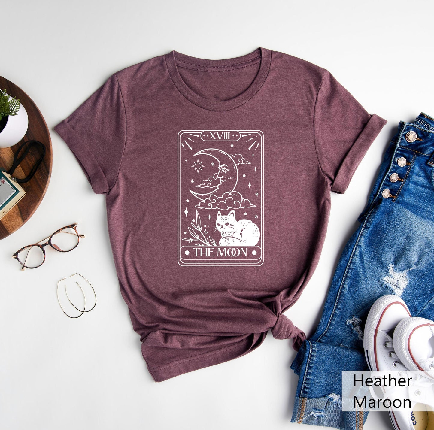 The Moon Tarot Card Shirt Gift For Witchcraft Lover Woman Tarot ShirtWitchy OutfitThe Moon Card ClothingMystic Mom ShirtWitch Aesthetic Graphic Tee – Soft Feel · High-Quality Print