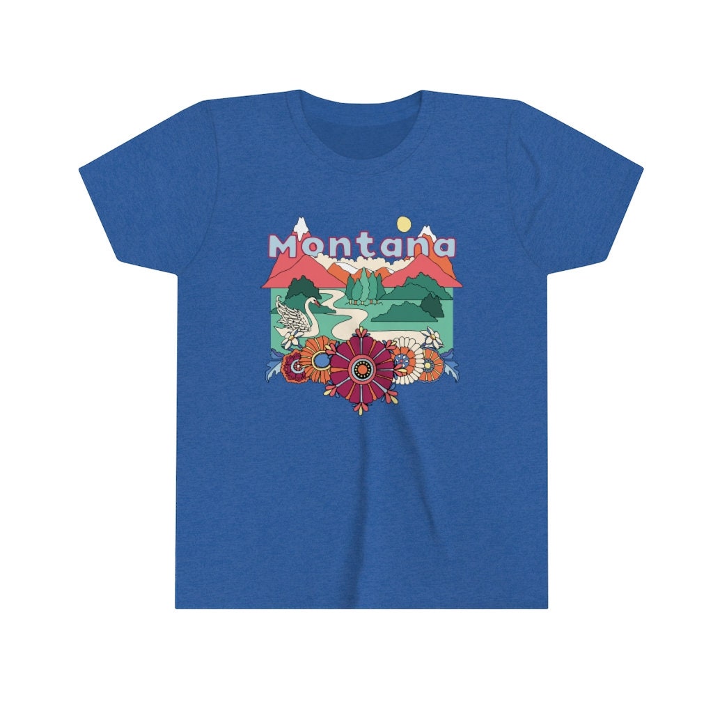 Montana Youth TShirt Boho Mountain Unisex Kids Montana Youth Shirt Personalization Available Graphic Tee – Aesthetic Look · Must-Have Style