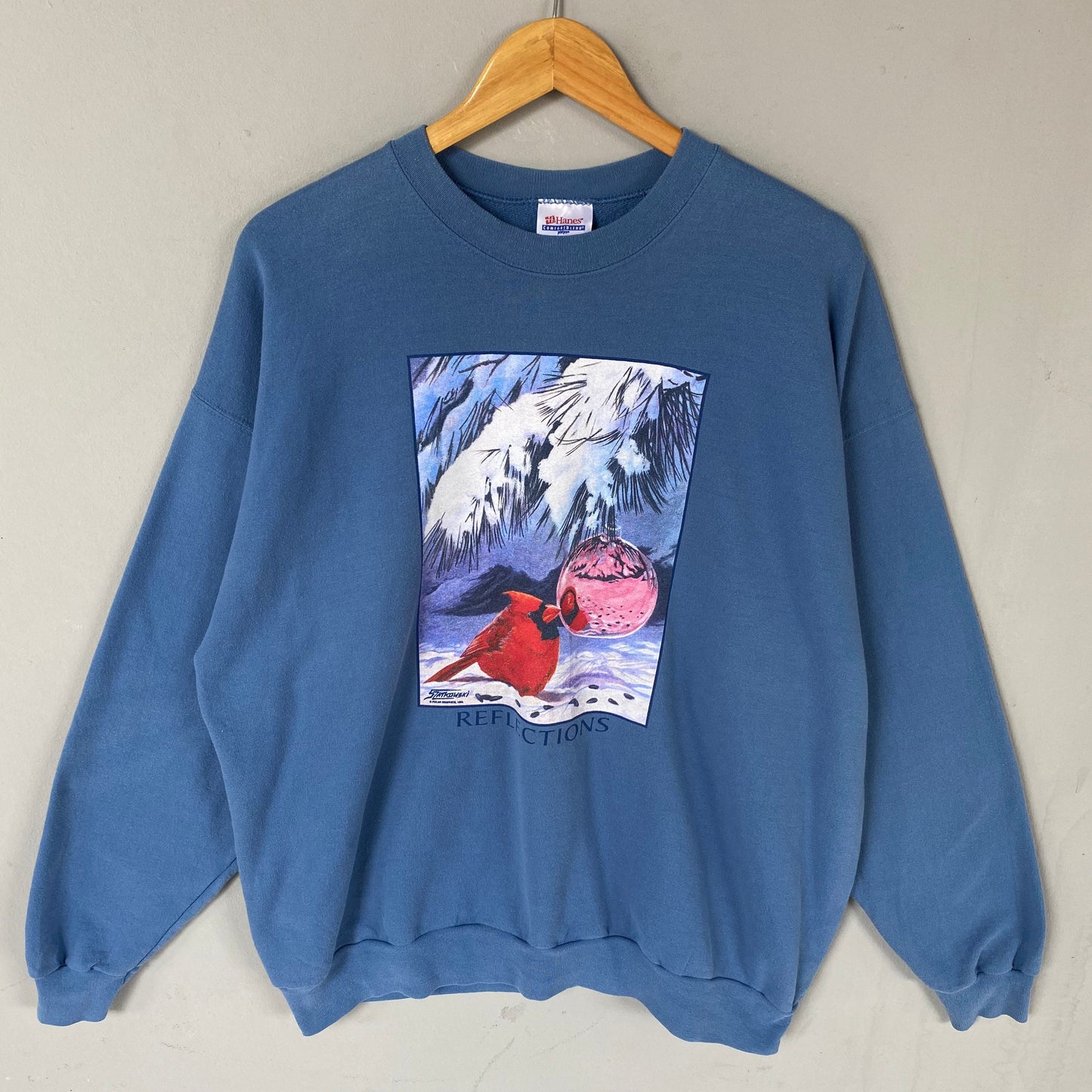 Vintage Hanes Tag Bird Big Logo Printed Reflection Spellput Sweatshirt Crewneck Jumper Baggie Sweater Statkowski Colour Blue Size X large Sweatshirt – Premium Graphic · High-Quality Print
