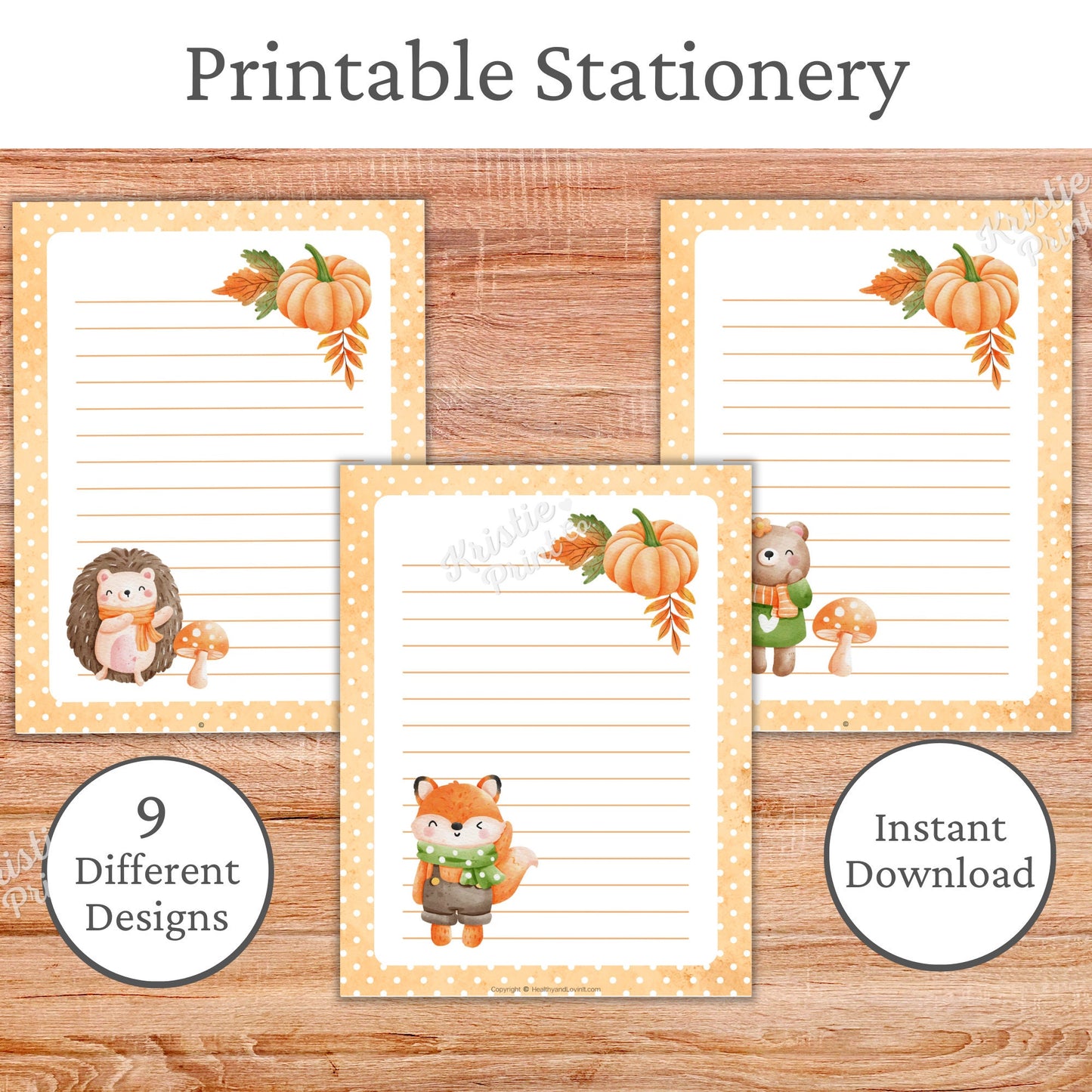 Fall Stationery Set Stationery for Kids Stationery Printable Autumn Stationery Letter Paper Cute Letter Paper Forest Animals Pumpkin Graphic Tee – Easygoing Wear · High-Quality Print
