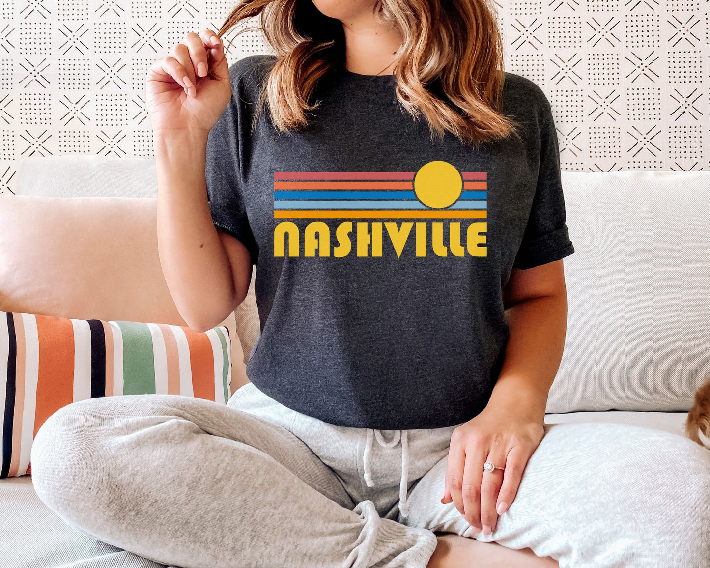 Nashville Tennessee Shirt Retro Sunset Unisex Nashville TShirt Personalization Available Graphic Tee – Warm & Stylish · Must-Have Style