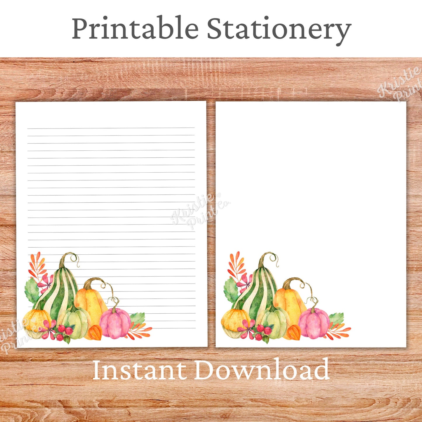 Autumn Stationery Pumpkin Writing Paper Fall Stationery Set Digital Stationery Thanksgiving Stationery Lined Paper Printable Penpal Graphic Tee – Aesthetic Look · Must-Have Style
