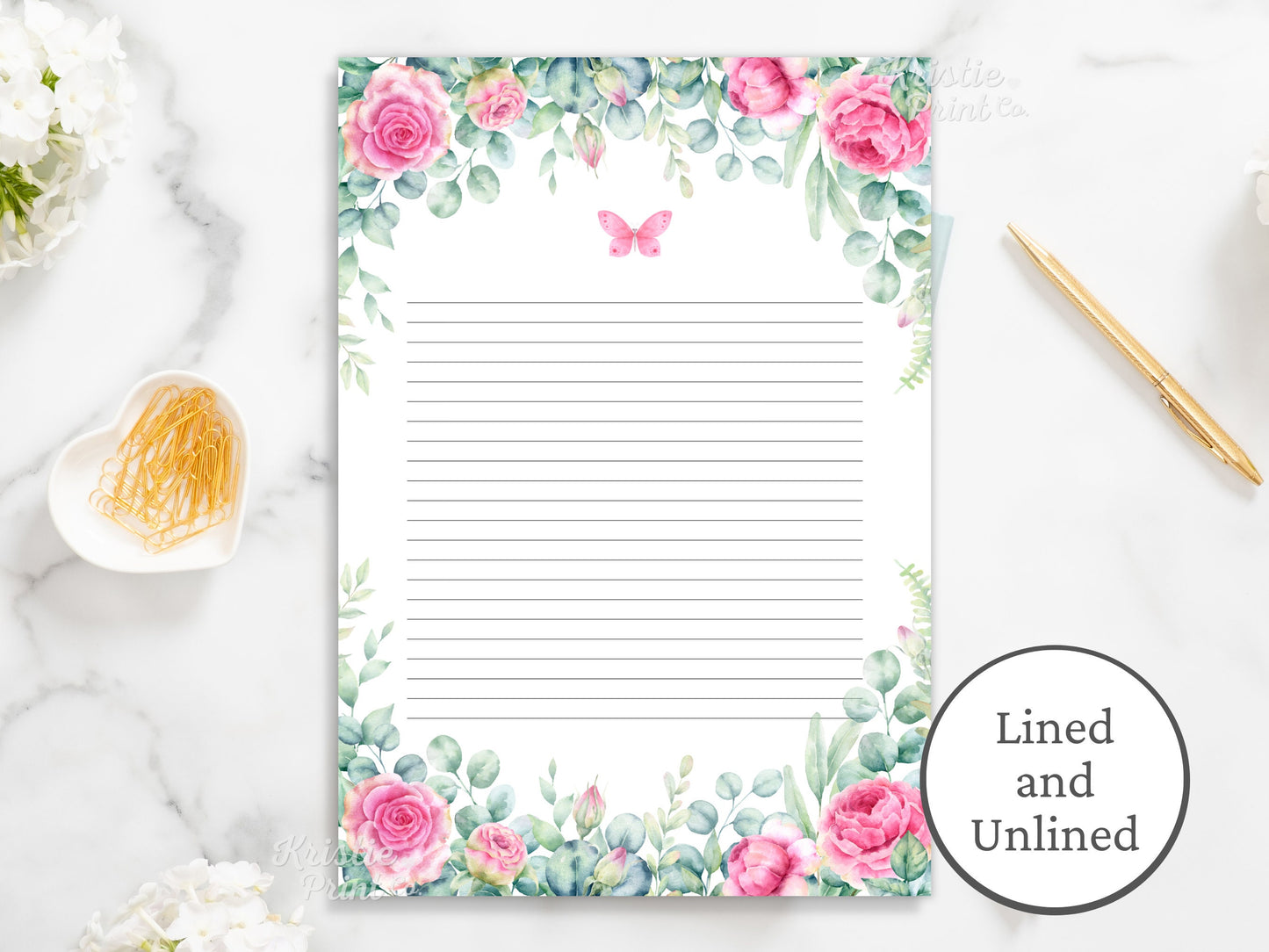 Pink Roses Stationery Floral Lined Paper Printable Stationery Paper Journal Paper Digital Stationary Paper Pretty Stationery Penpal Graphic Tee – Soft Feel · Trending Graphic Apparel