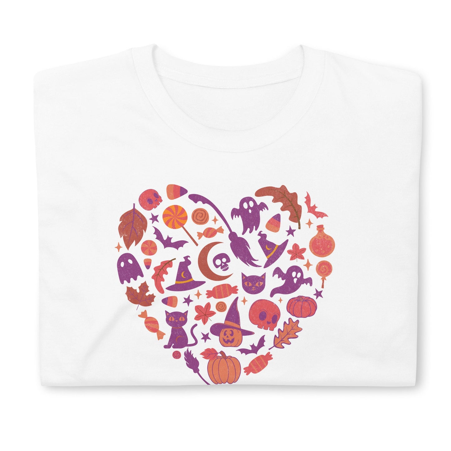 Halloween Heart Shirt Spooky Symbols with Ghost Witch Cat Pumpkin Tshirt Graphic Tee – Fan Favorite · Must-Have Style