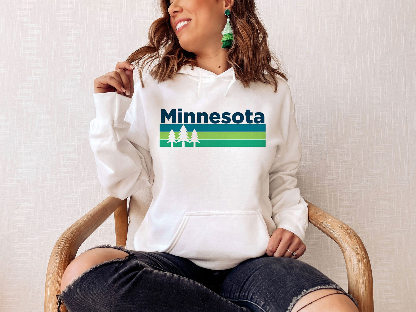 Minnesota Hoodie Retro Trees Unisex Minnesota Sweatshirt Personalization Available Hoodie – Cozy Vibes · Top Pick For Any Outfit