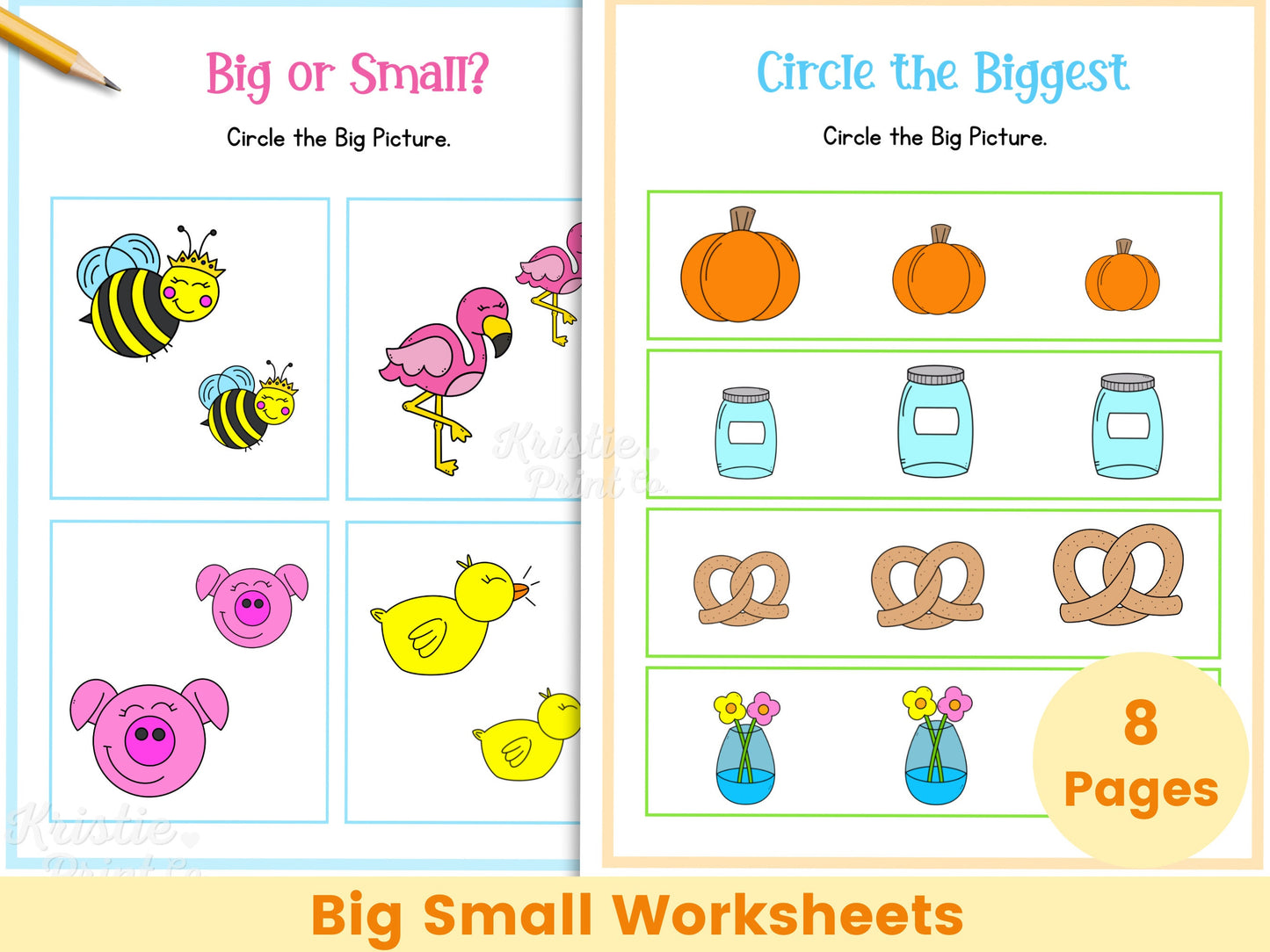 Big Small Worksheets Learning Sizes Printable Preschool Worksheets for Kids Kindergarten Worksheets Homeschool Worksheets Graphic Tee – Aesthetic Look · Must-Have Style
