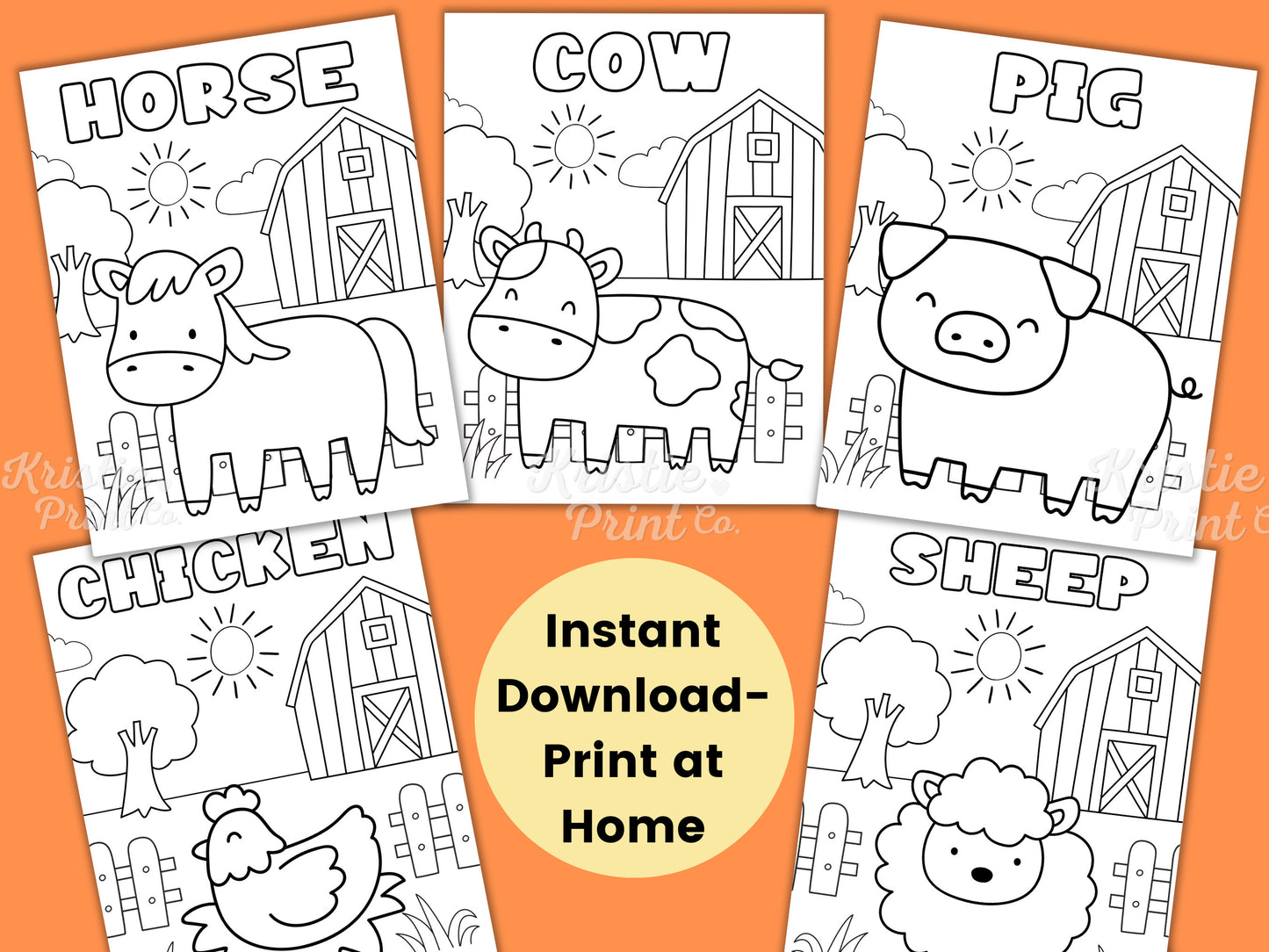 Farm Animal Coloring Pages for Kids Farm Activity Sheet Farm Birthday Party Farm Party Supplies Toddler Coloring Pages Preschool Graphic Tee – Fan Favorite · Trending Graphic Apparel