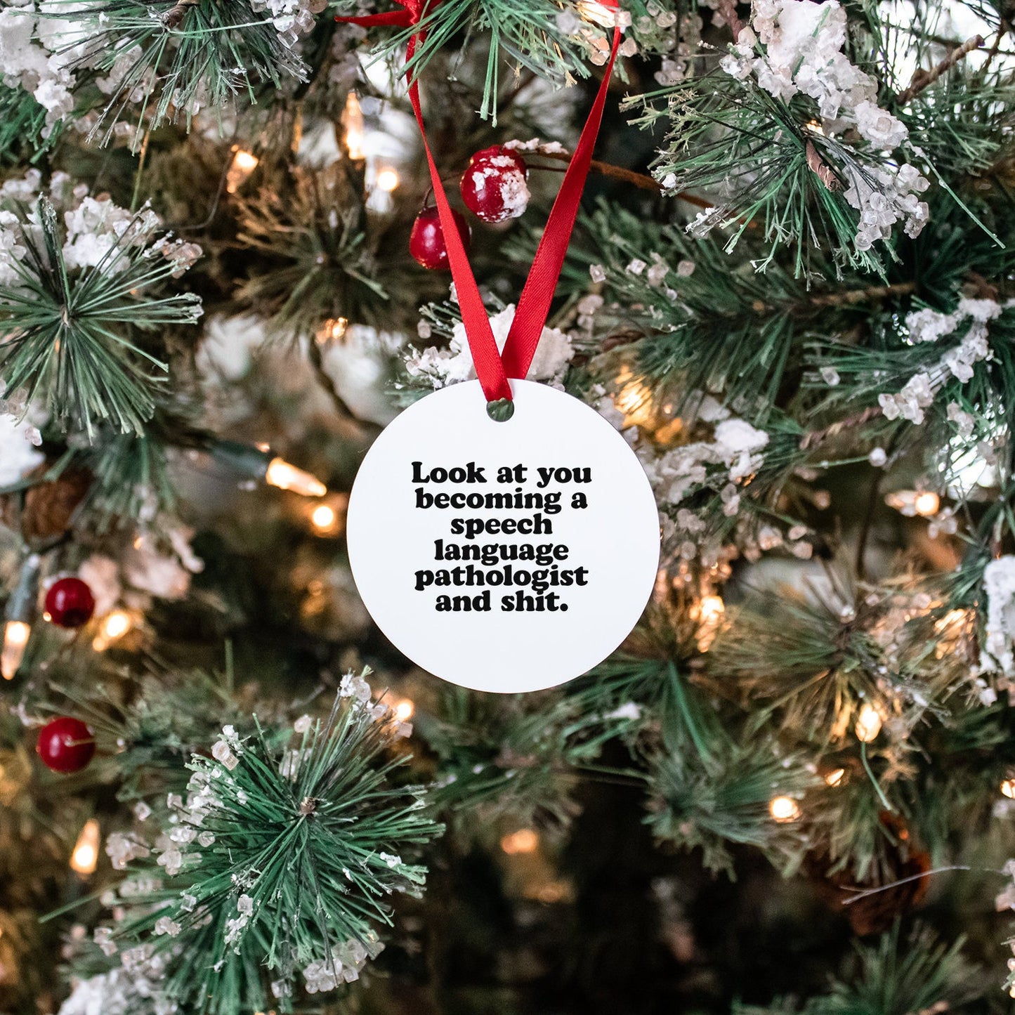 Speech Language Pathologist Graduation SLP Gifts Ornament Round Christmas Stocking Stuffer Graphic Tee – Aesthetic Look · Must-Have Style