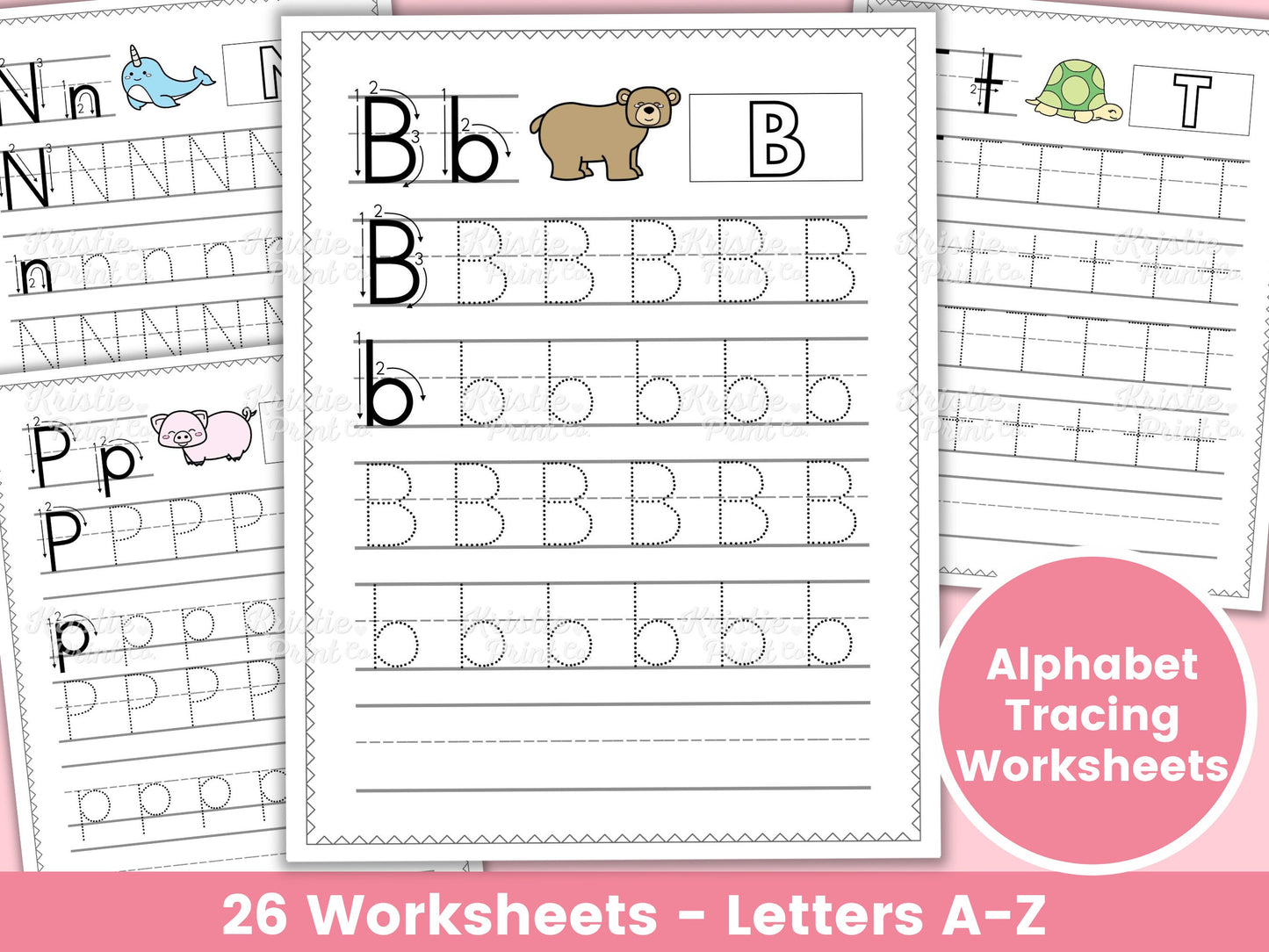26 Letter Tracing Worksheets Handwriting Practice Worksheets for Kids Kindergarten Homeschool Printables Preschool Worksheets Lowercase Graphic Tee – Premium Graphic · Must-Have Style