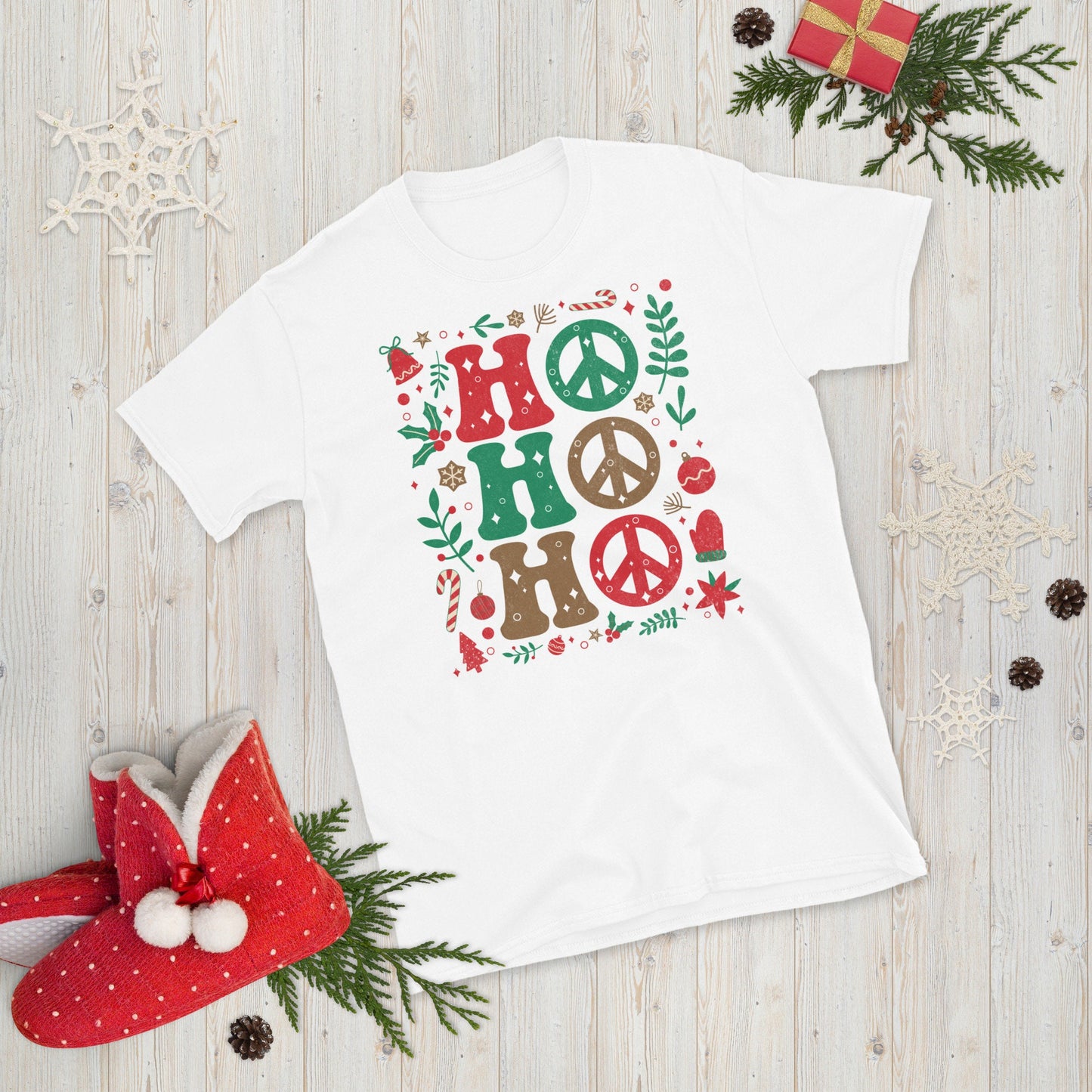 Hippy Christmas Shirt HO HO HO Tshirt Hippy T Shirt Christmas Gift Idea Graphic Tee – Bold Style · Top Pick For Any Outfit