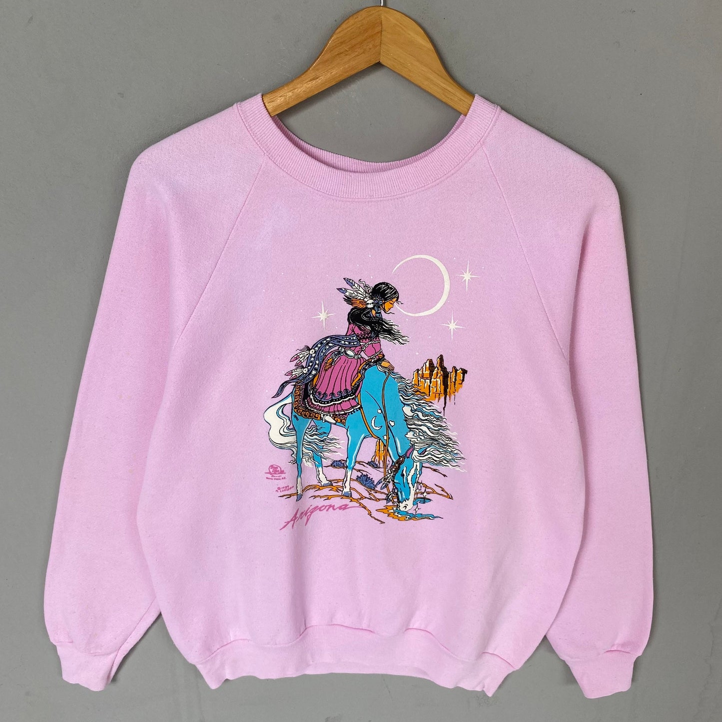 Vintage 90s Fruit Of Loom Tag Arizona Big Logo Printed Vintage Printed Sweatshirt Crewneck Pullover Sweater Vintage Colour Pink Size NA Sweatshirt – Easygoing Wear · High-Quality Print