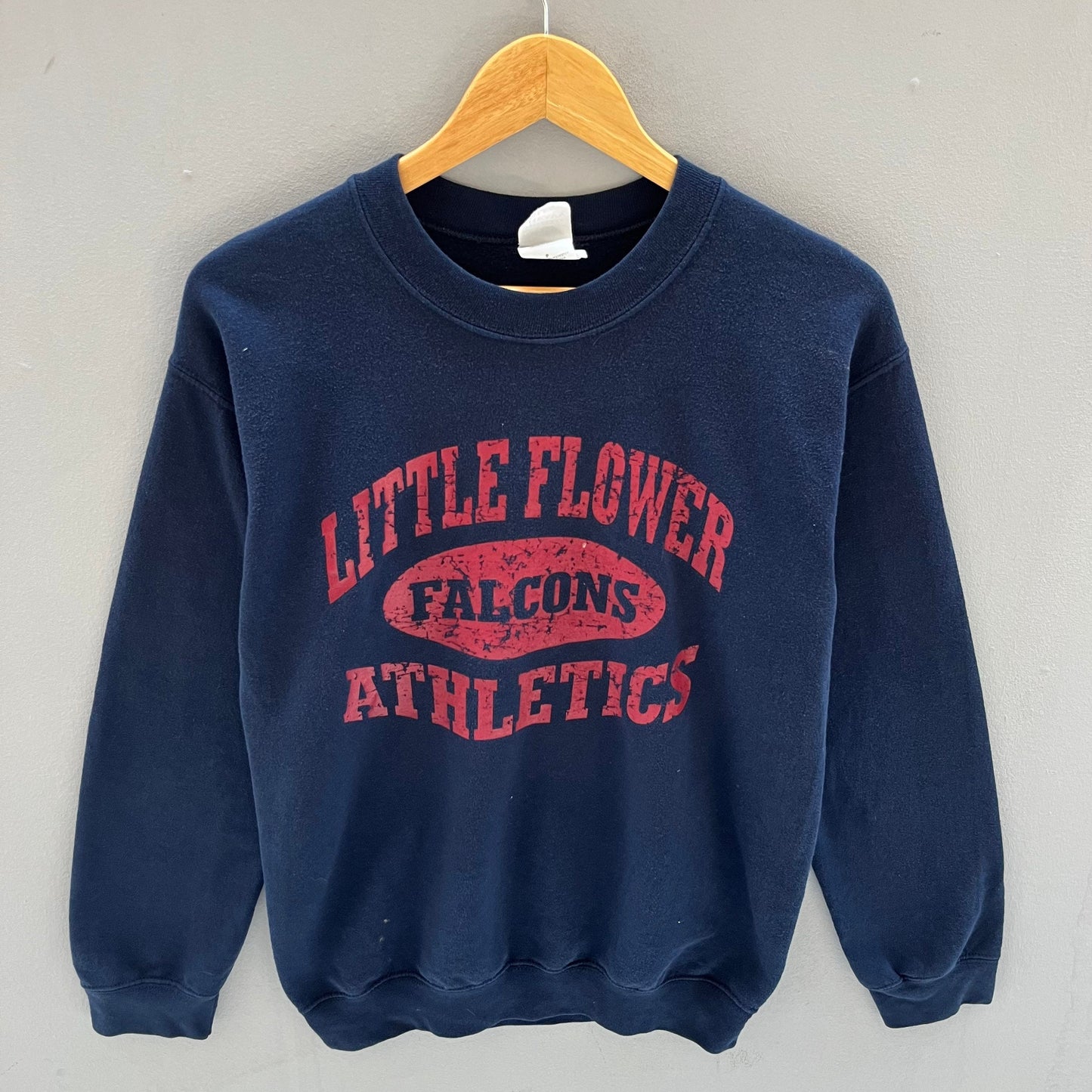 Vintage Gildan Tag Little Flower Falcon Athletic Spellout Big Logo Printed Sweatshirt Crewneck Pullover Sweater Colour NavyBlue Size Small Sweatshirt – Warm & Stylish · High-Quality Print
