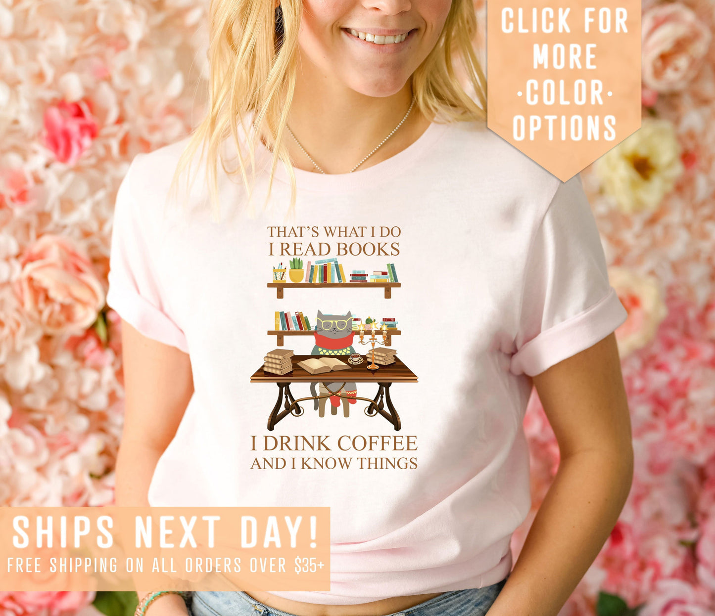 That39s What I Do I Read Books I Drink Coffee And I Know Things Shirt Gift For Book Nerds Cat Lover ShirtLibrarian T ShirtReading Clothing Graphic Tee – Warm & Stylish · Must-Have Style