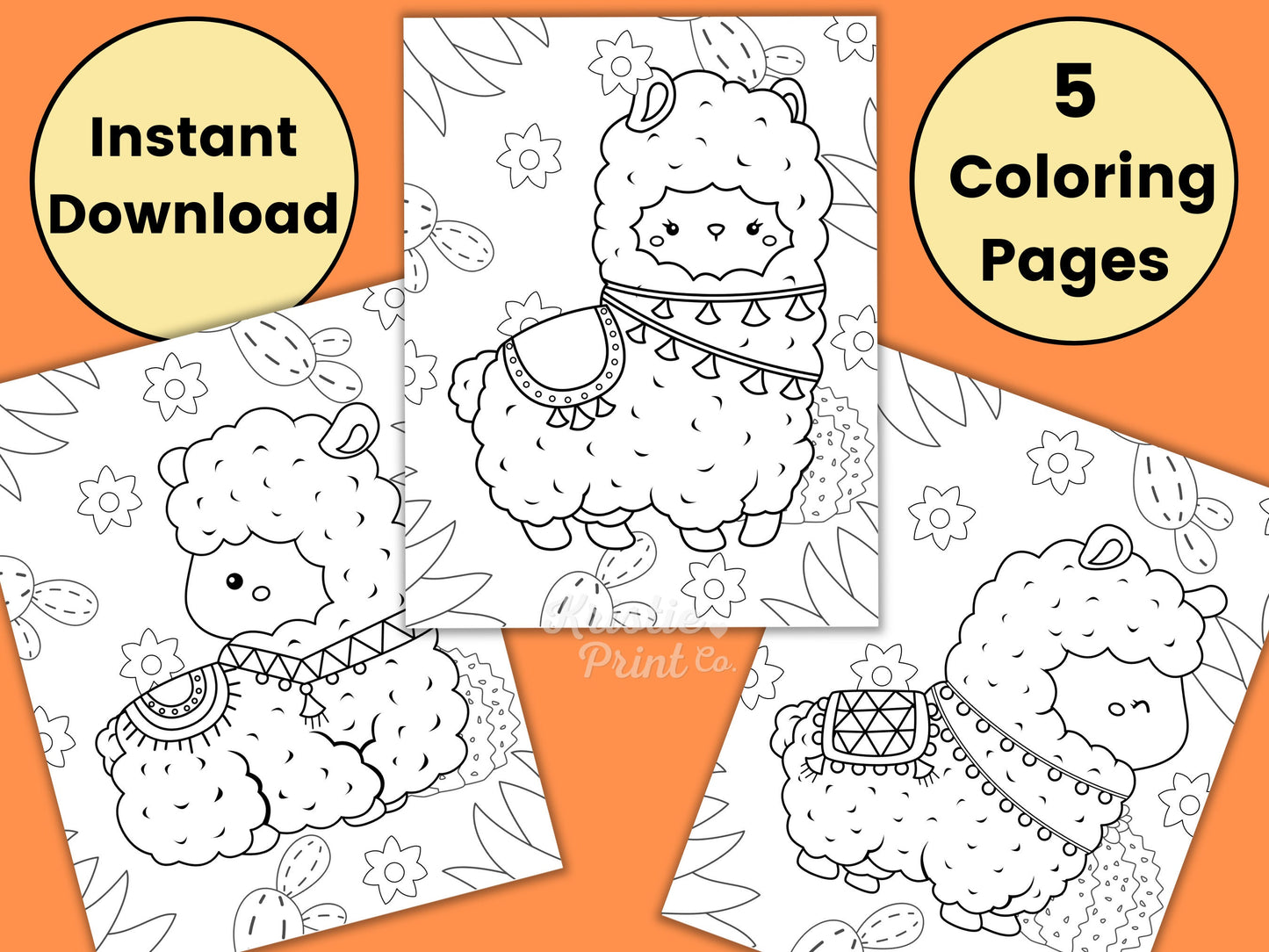 Llama Coloring Pages for Kids Kids Party Games Llama Birthday Party Animal Coloring Sheet Baby Shower Activities Homeschool Printable Graphic Tee – Easygoing Wear · Perfect For Daily Wear