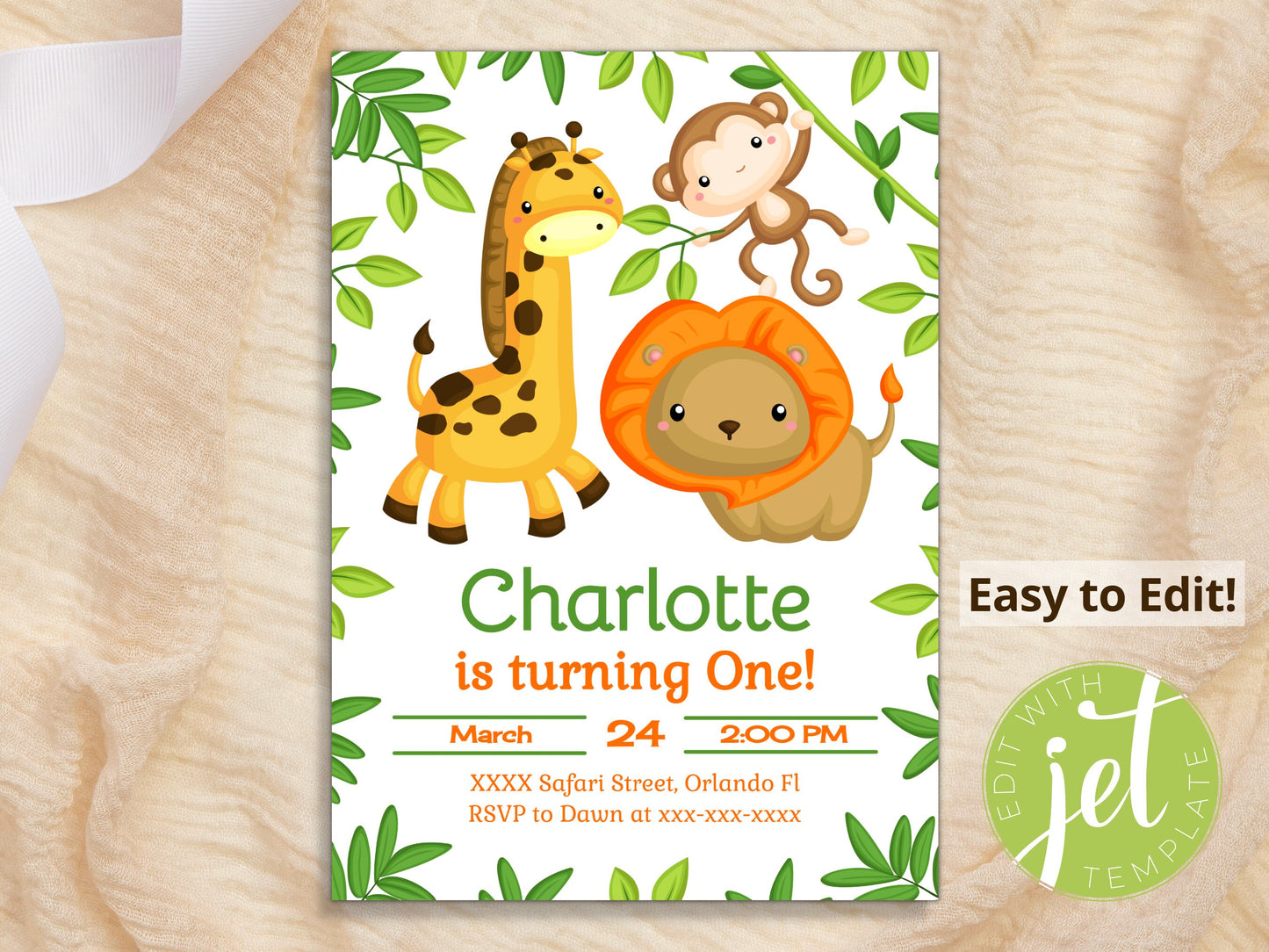 Editable Safari Birthday Invitation Safari Invitation Jungle Theme Birthday Invitation Safari Template Kids Invitation Digital Download Graphic Tee – Easygoing Wear · High-Quality Print