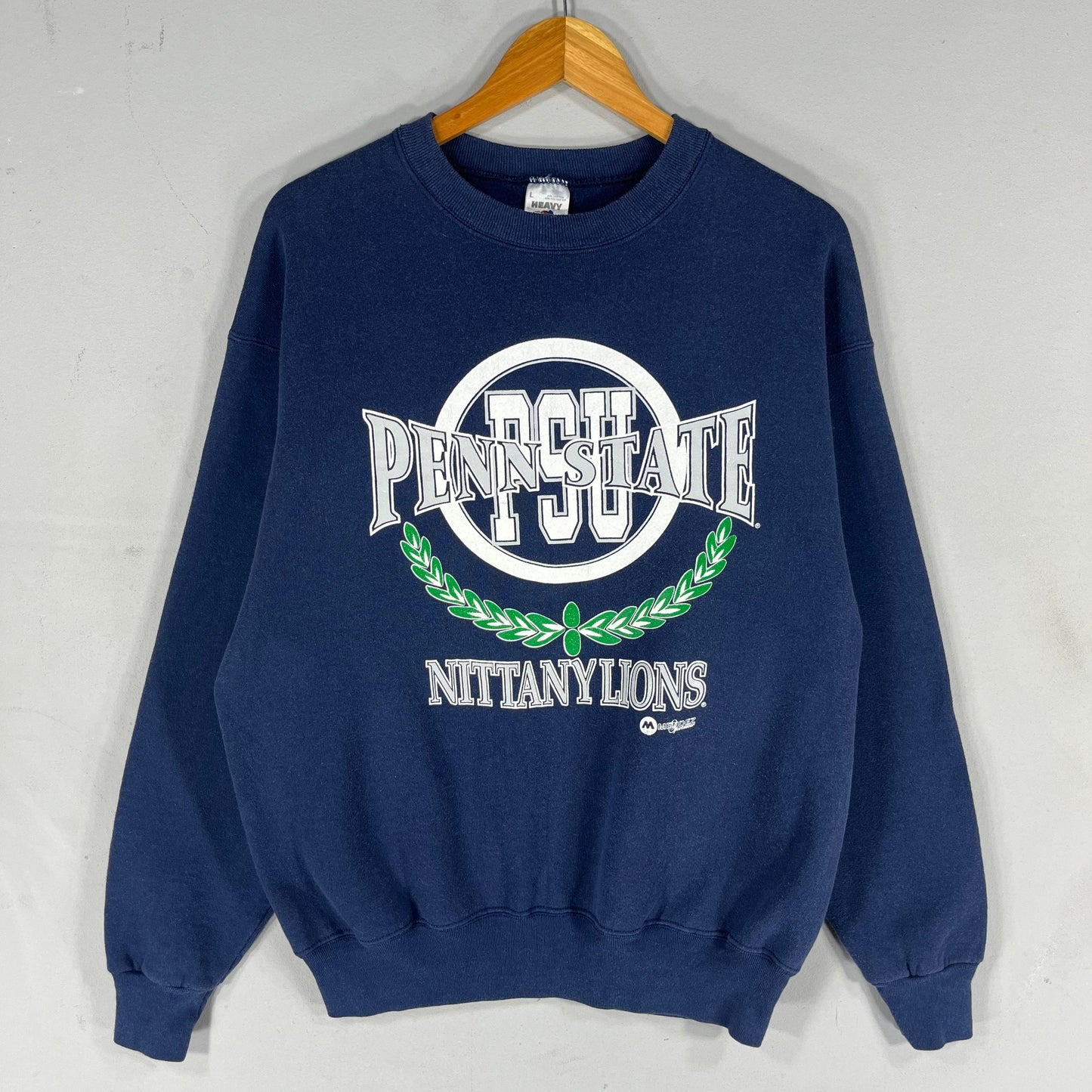 Vintage 90s Fruit Of Loom Tag Penn State University Printed Big Logo Sweatshirt Crewneck Pullover Nittany Lions Colour Navyblue Size Large Sweatshirt – Warm & Stylish · Trending Graphic Apparel