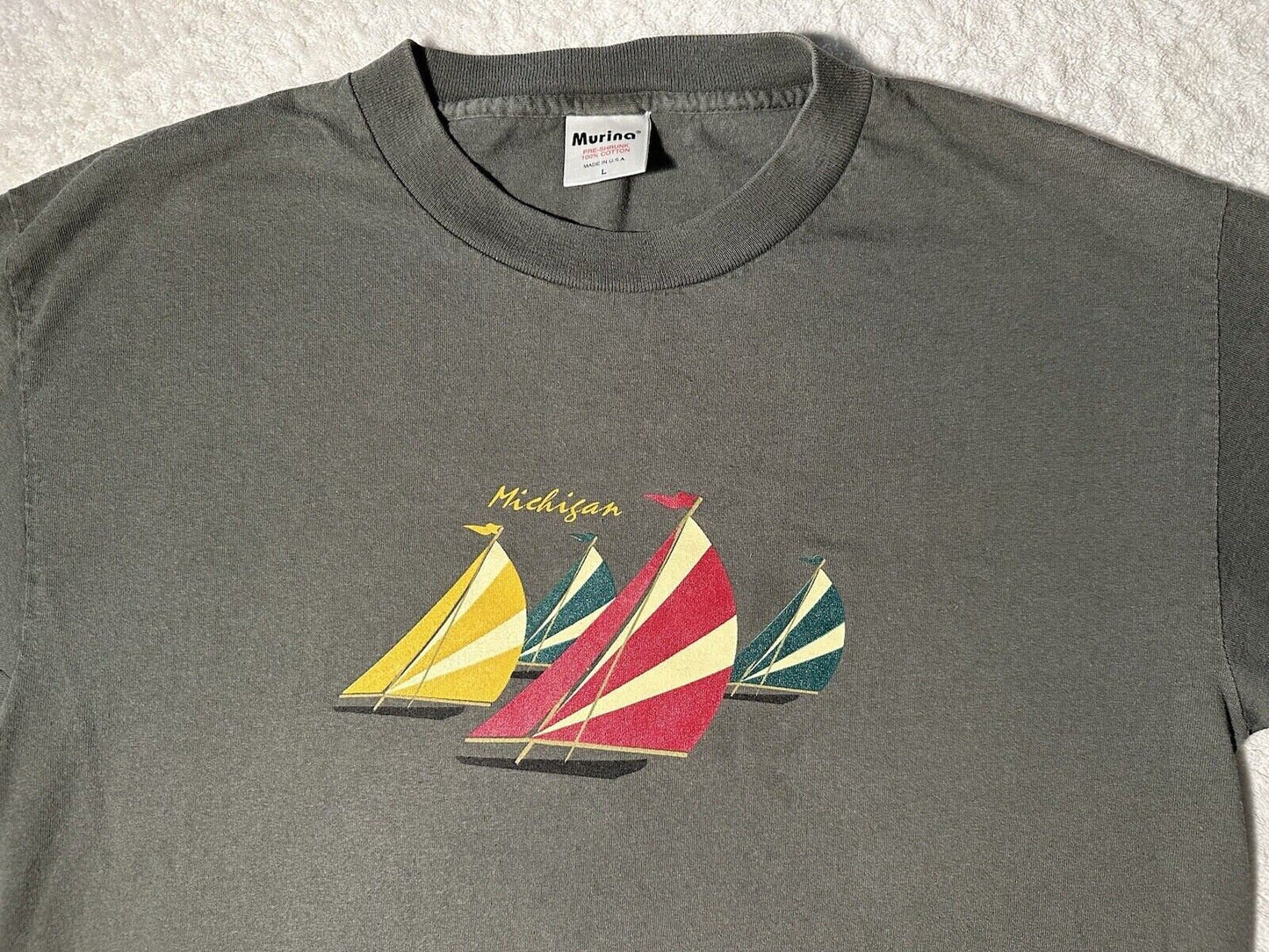 Vintage 1990s 90s Lake Michigan SailBoat Sailing State Vacation T shirt L Graphic Tee – Easygoing Wear · Trending Graphic Apparel