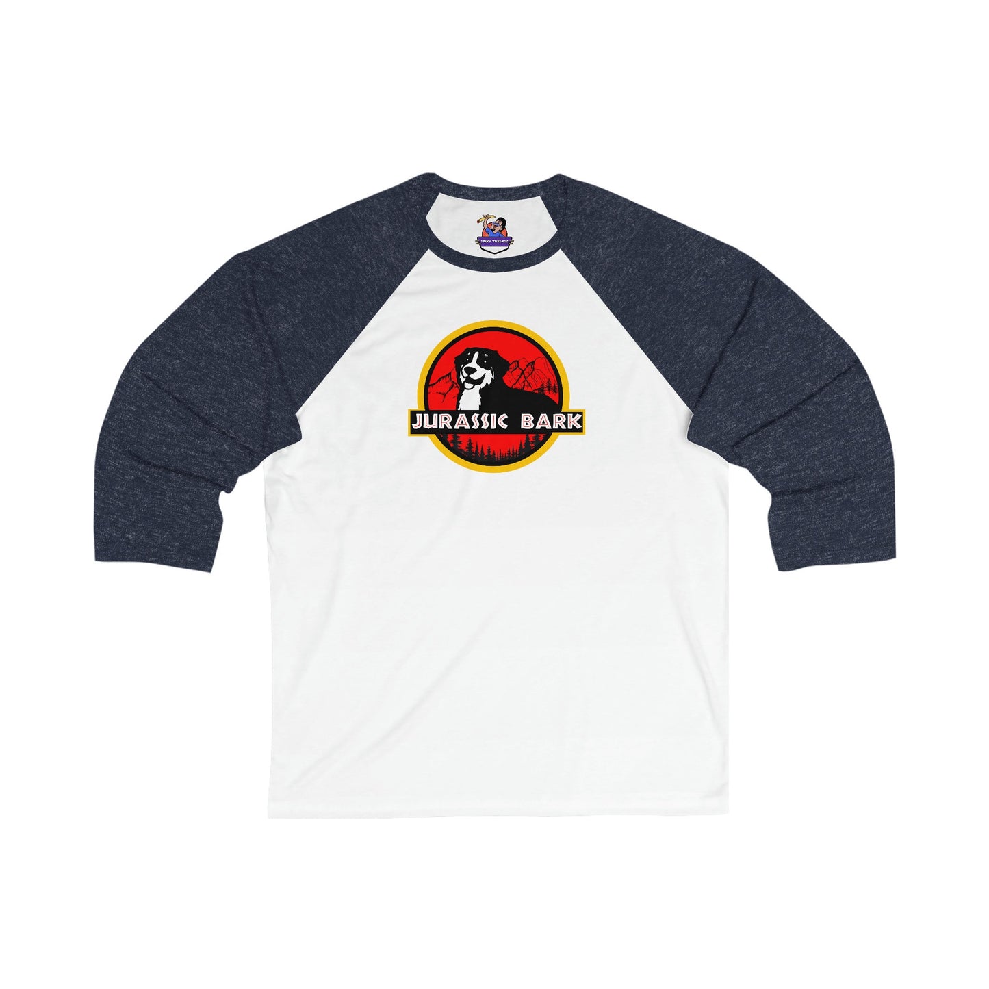 Jurassic Bark Bernese Mountain Dog Custom Unisex 34 Sleeve Baseball Tee Graphic Tee – Easygoing Wear · High-Quality Print