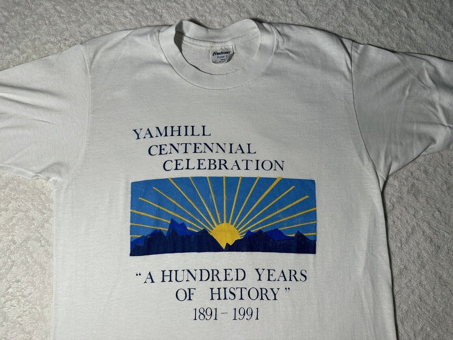 Vintage 1990s 1991 Yamhill Oregon Centennial 100th Anniversary Sunset T Shirt M Graphic Tee – Aesthetic Look · Great Gift For Fans