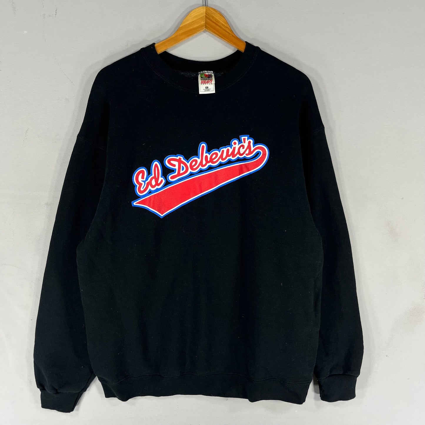 Vintage Ed Debeuics Spellout Big Logo Printed Sweatshirt Crewneck Pullover Baggie Sweater Ed Debeuics Colour Black Size X large Sweatshirt – Soft Feel · Trending Graphic Apparel