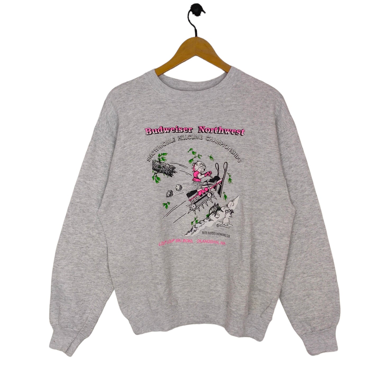 1993 Snowmobile Hill Climb Championship Loup Loup Ski Bowl Okanogan Vintage 90s Hanes Crewneck Budweiser Jumper Graphic Tee – Soft Feel · Trending Graphic Apparel