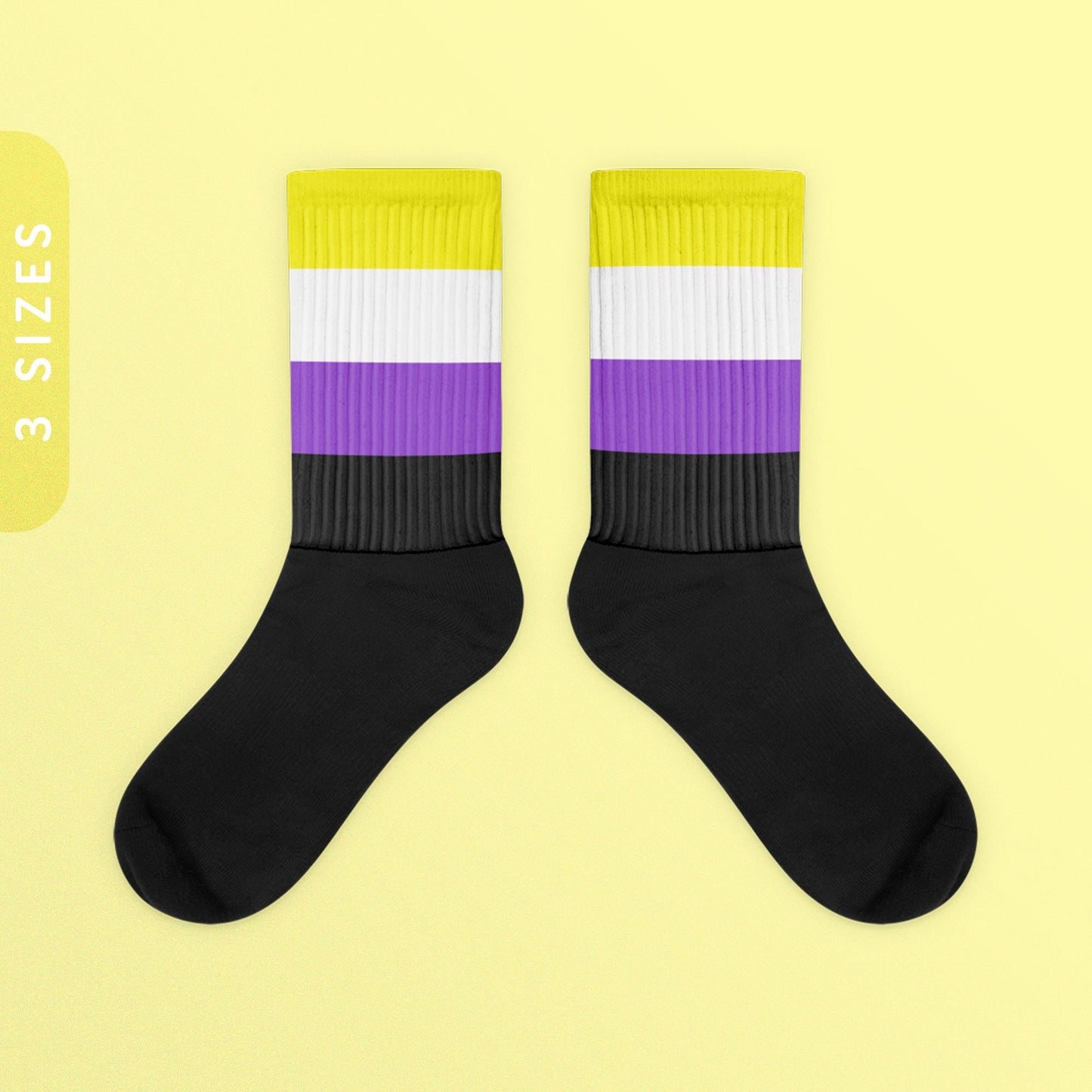 Nonbinary Flag Color Socks Black Foot Sublimated Socks Nonbinary Pride Socks I Identify As Non Binary Nonbinary Pride Ally Wear Graphic Tee – Everyday Comfort · Must-Have Style