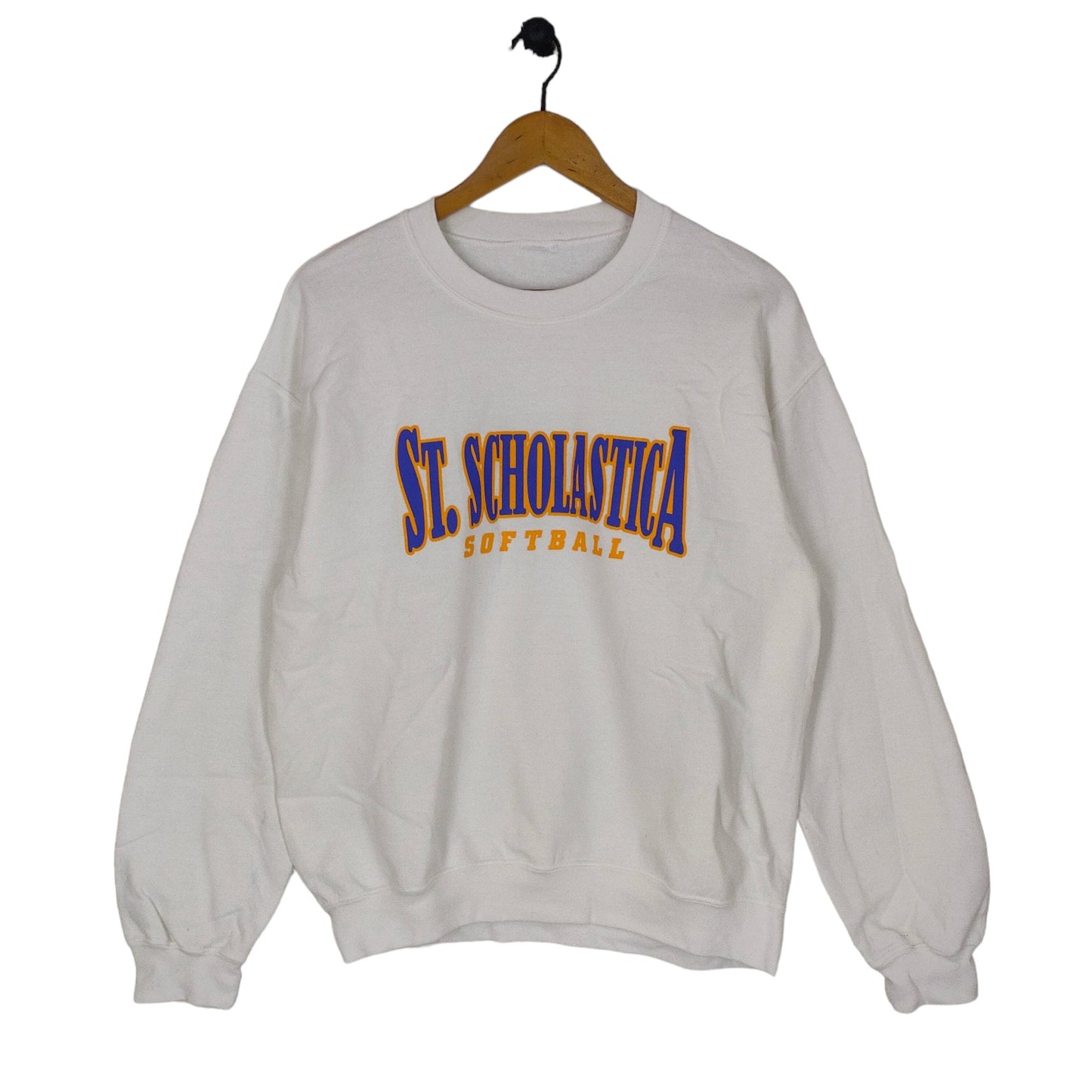 Vtg St Scholastica Softball Sweatshirt Large Vintage Softball Fan Sweater Jumper Crewneck White Size L Sweatshirt – Cozy Vibes · High-Quality Print