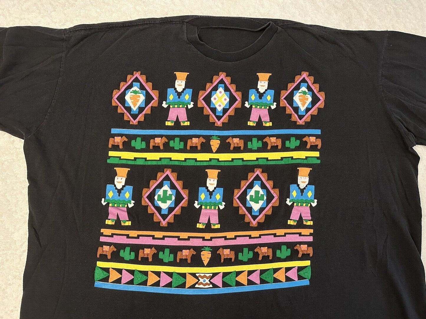 Vintage 1990s 90s Native American Aztec Cactus Horse Southwest Art T Shirt XXL Graphic Tee – Aesthetic Look · Great Gift For Fans