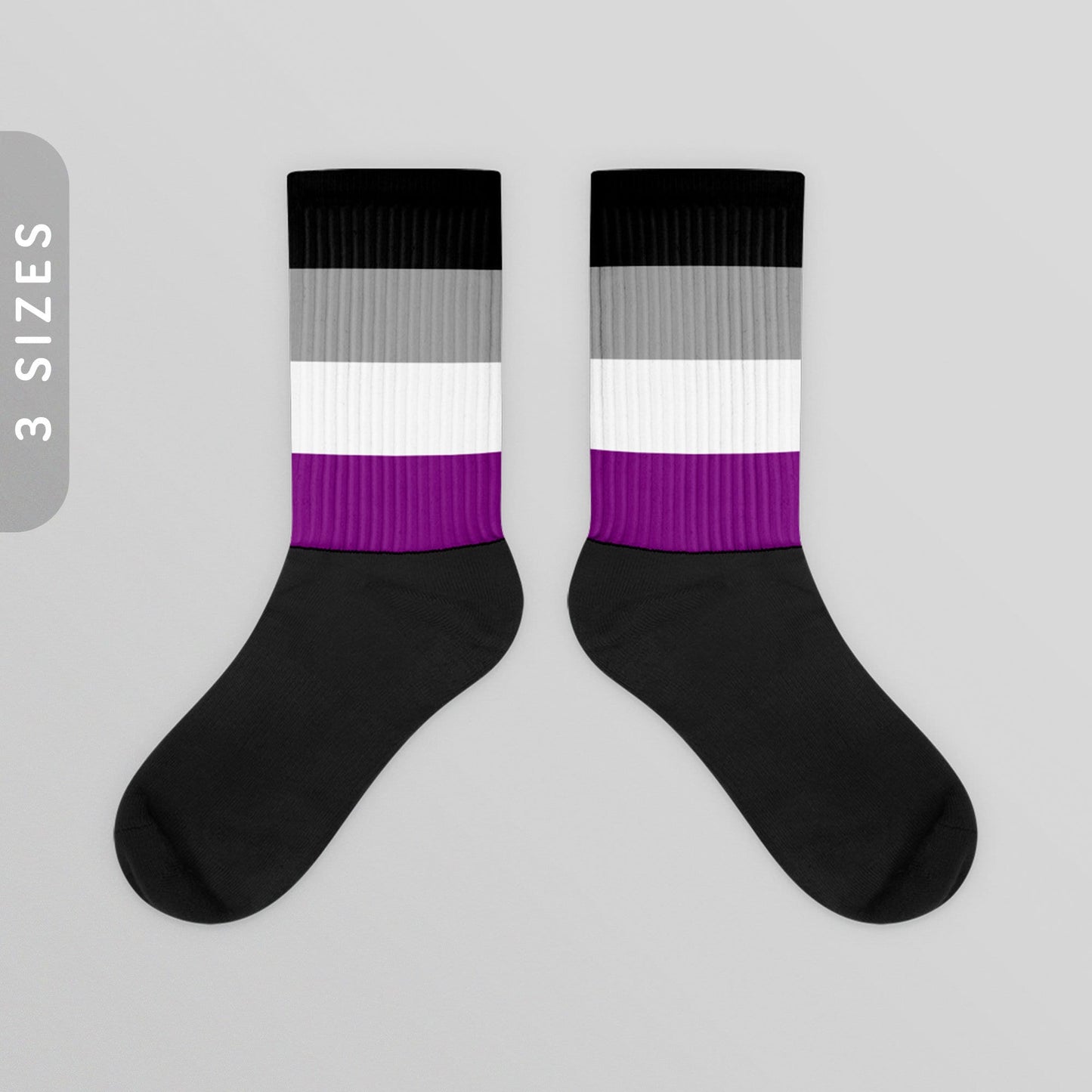 Asexual Flag Color Socks Black Foot Sublimated Socks Asexual Pride Socks LGBTQIA Asexual Pride Flag Asexual Aromantic Pride Wear Graphic Tee – Everyday Comfort · High-Quality Print
