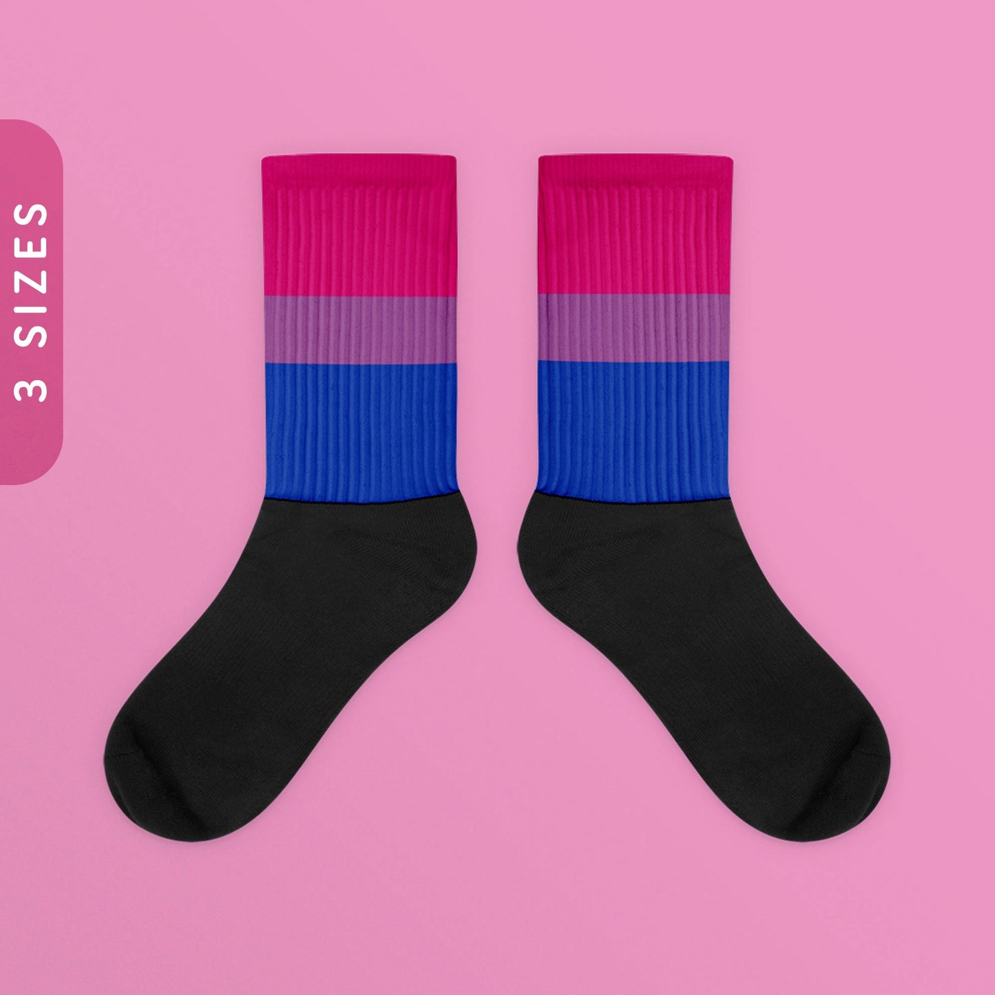 Bisexual Flag Color Socks Black Foot Sublimated Socks Bisexual Pride Socks LGBTQ Bi Pride Flag Bisexual Biromantic Pride Ally Wear Graphic Tee – Soft Feel · Top Pick For Any Outfit