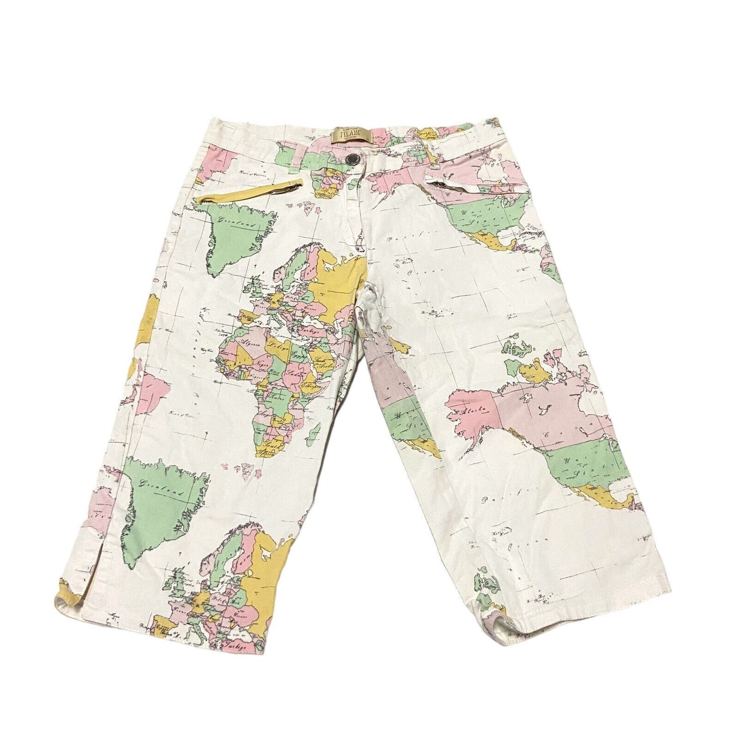 Alviero Martini 1A Classe Womens Map Print Long Denim Shorts Vintage White VTG Graphic Tee – Premium Graphic · Top Pick For Any Outfit