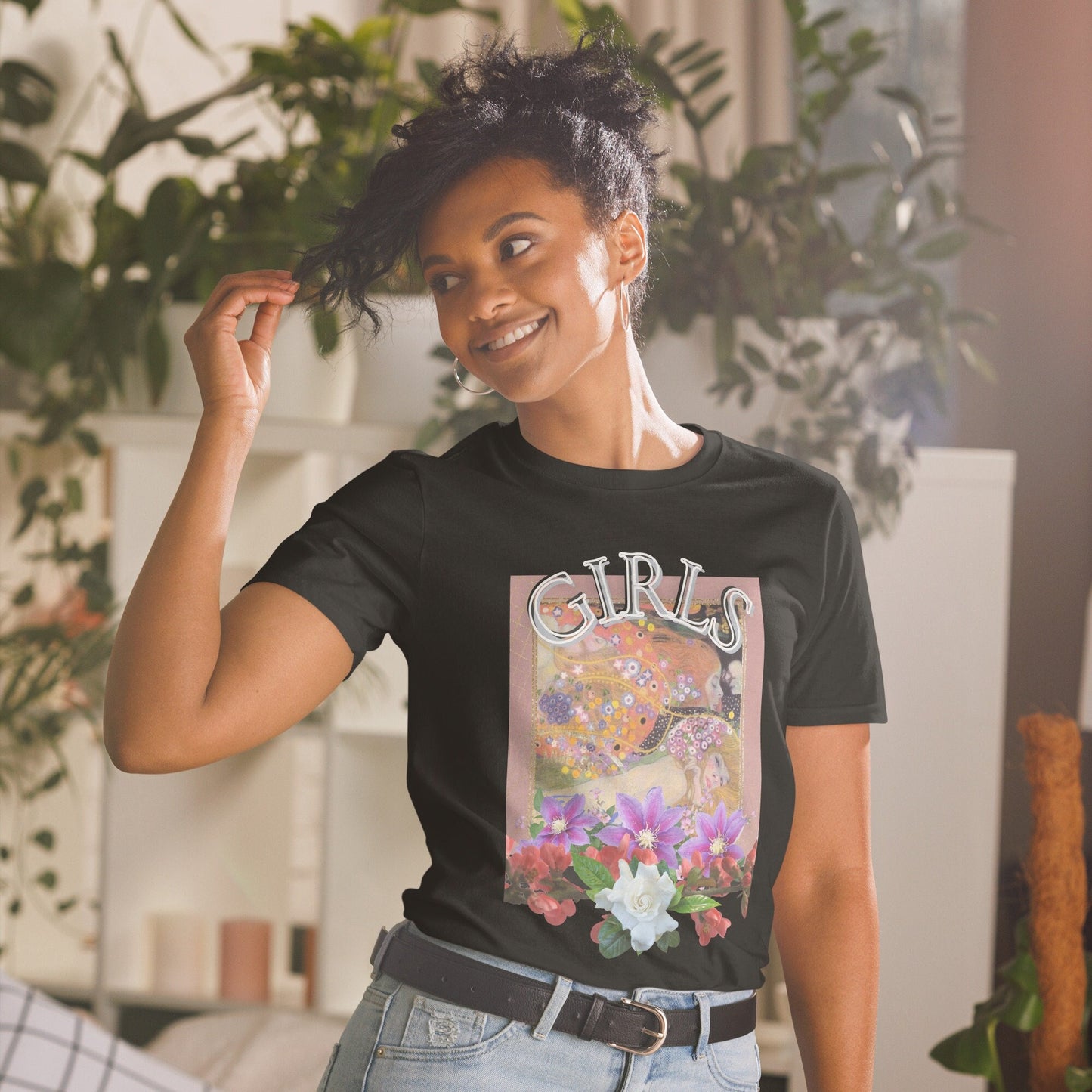 Lesbian Lovers Klimt Short Sleeve Unisex T Shirt Graphic Tee – Soft Feel · High-Quality Print